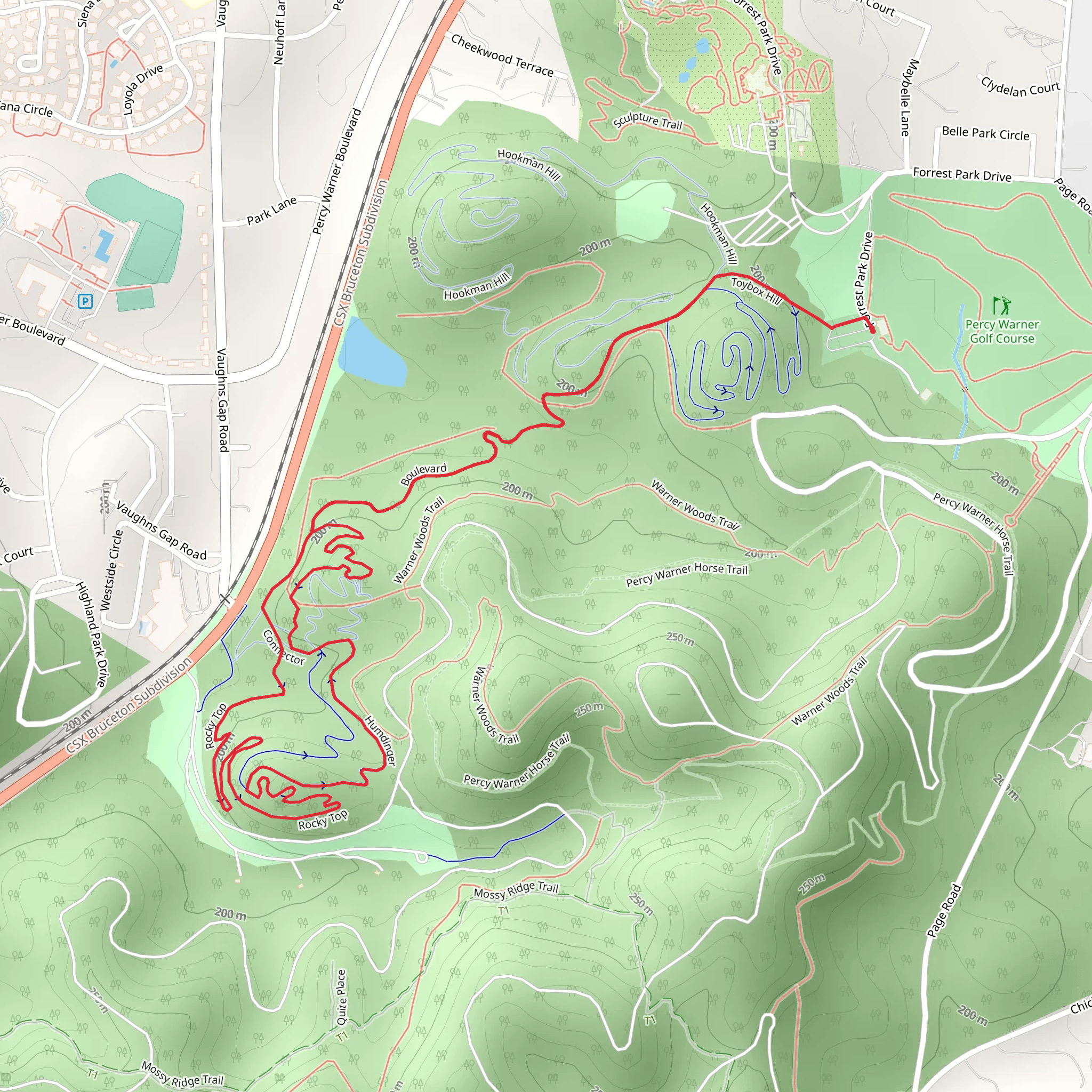 Toybox Hill, Hookman Hill and Rocky Top Loop mobile static map