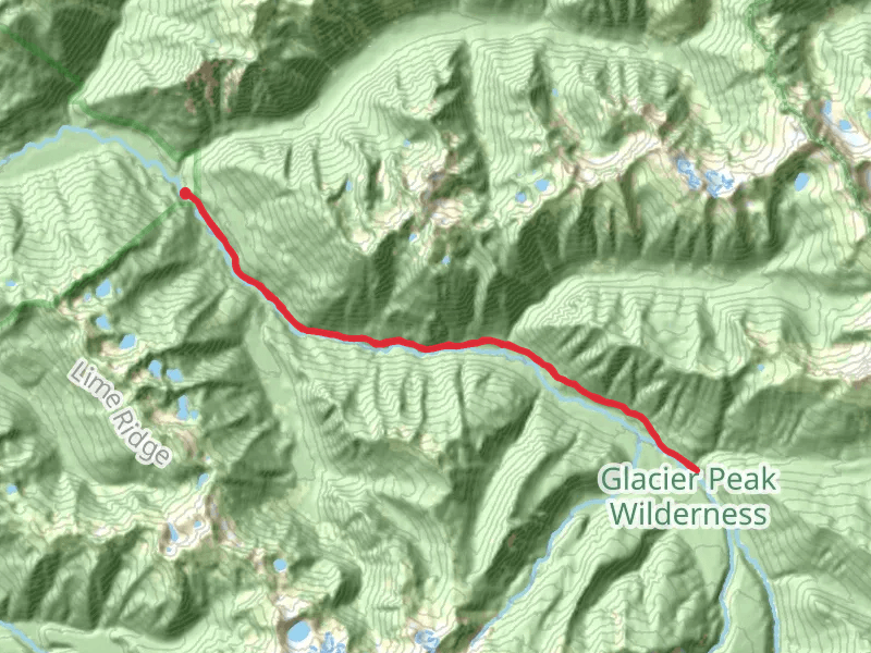 Suiattle River, Canyon Creek Suspension Bridge and Pacific Crest Trail
