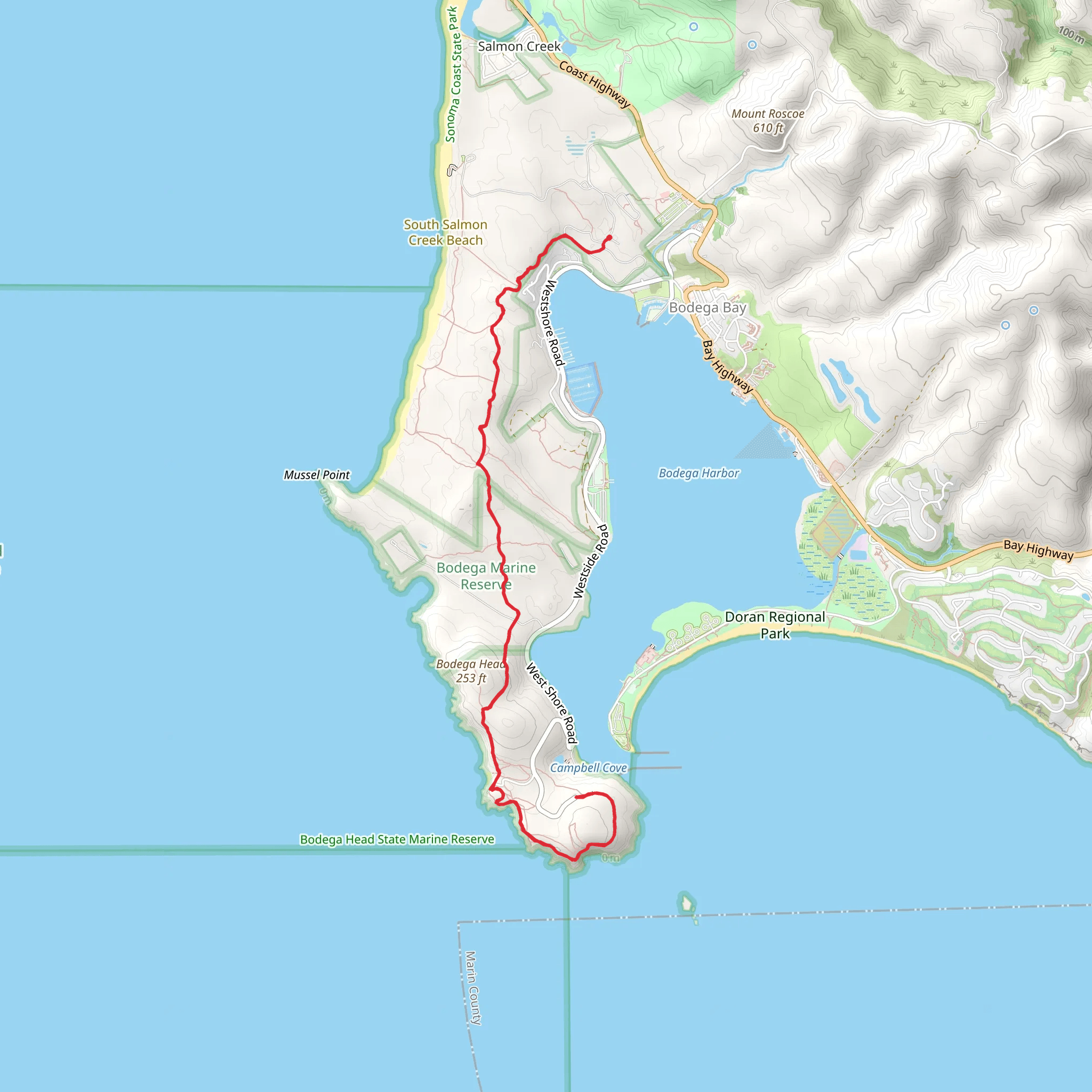Bodega Head via Salmon Creek Beach Trail mobile static map