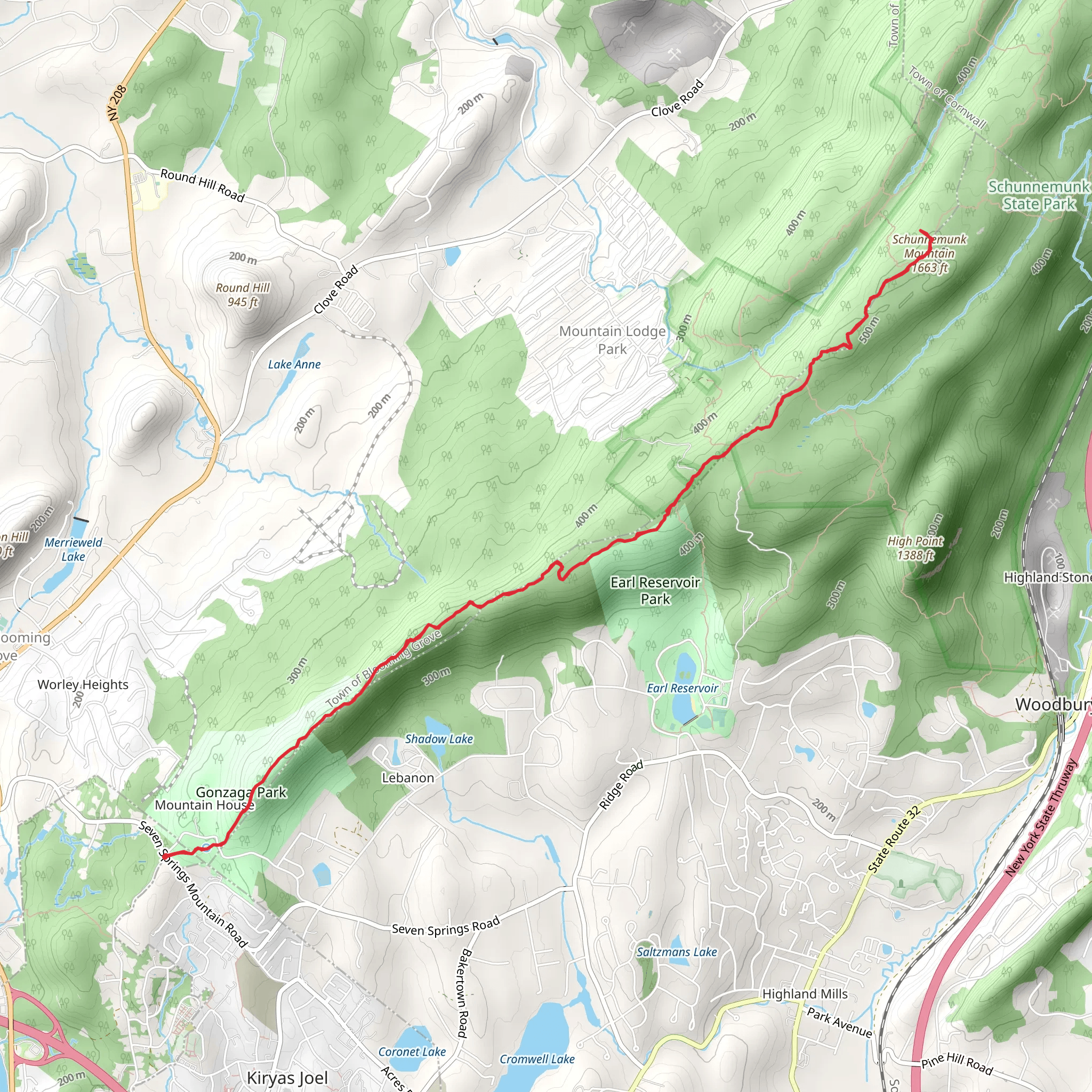 Schunnemunk Mountain via Jessup Trail mobile static map