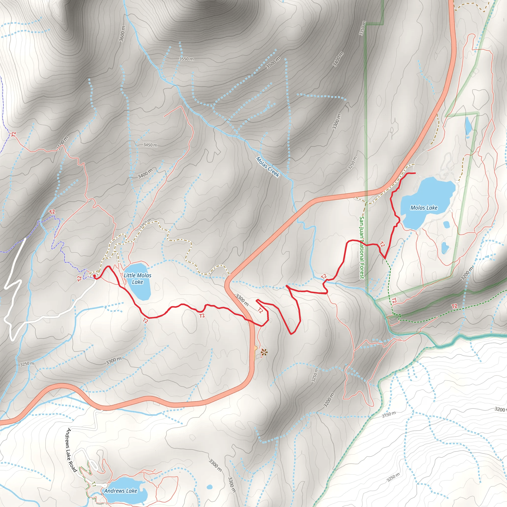 Molas Lake via Colorado Trail mobile static map