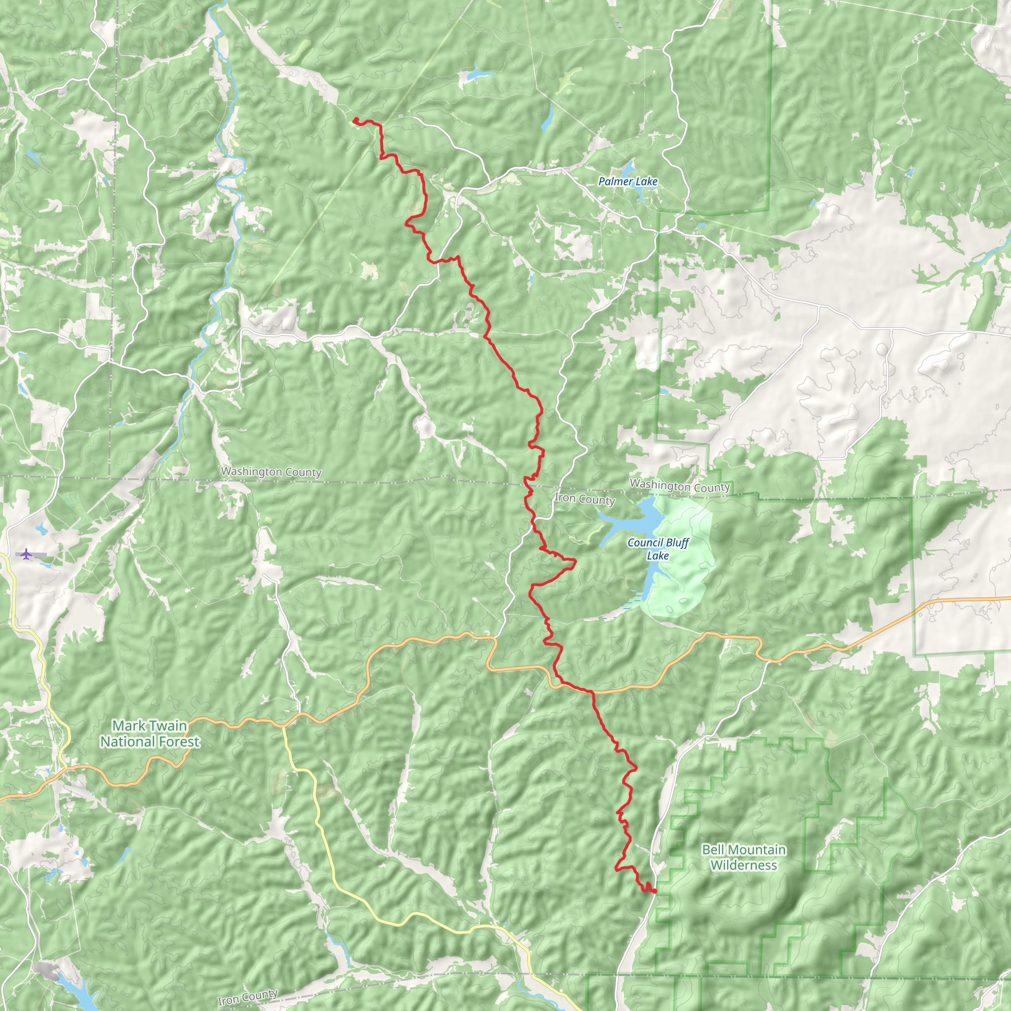 Ozark Trail - Trace Creek Section - Long mobile static map