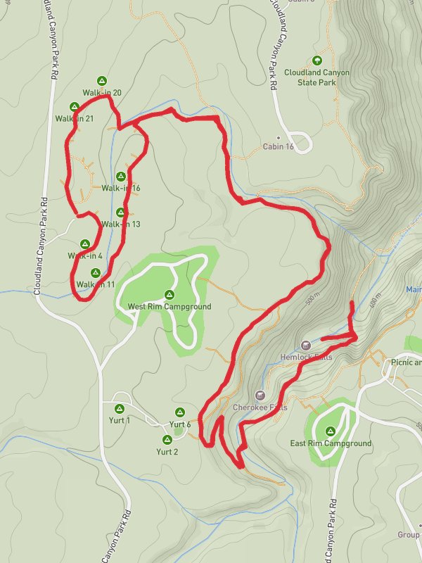 Hemlock Falls, West Rim and Walk-in Campsite Loop Trail