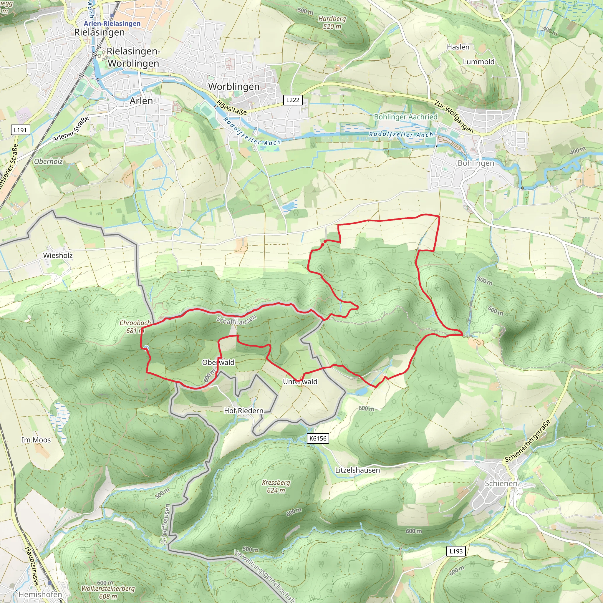 Chroobach Loop via Hegauer Kegelspiel Albertine Steig Loop mobile static map