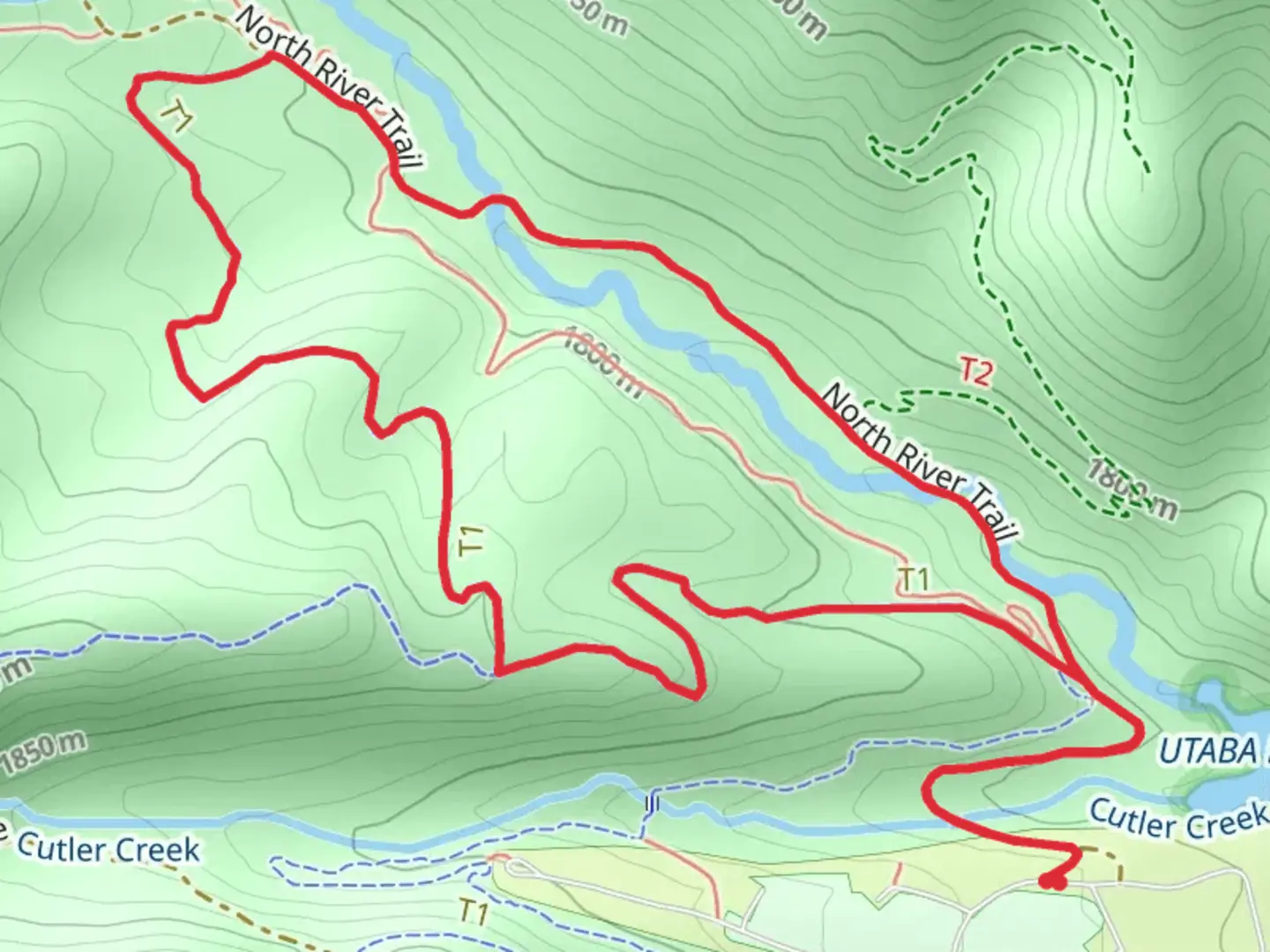 An image depicting the trail Bicentennial Middle Trail and North River Trail and its surrounding area.