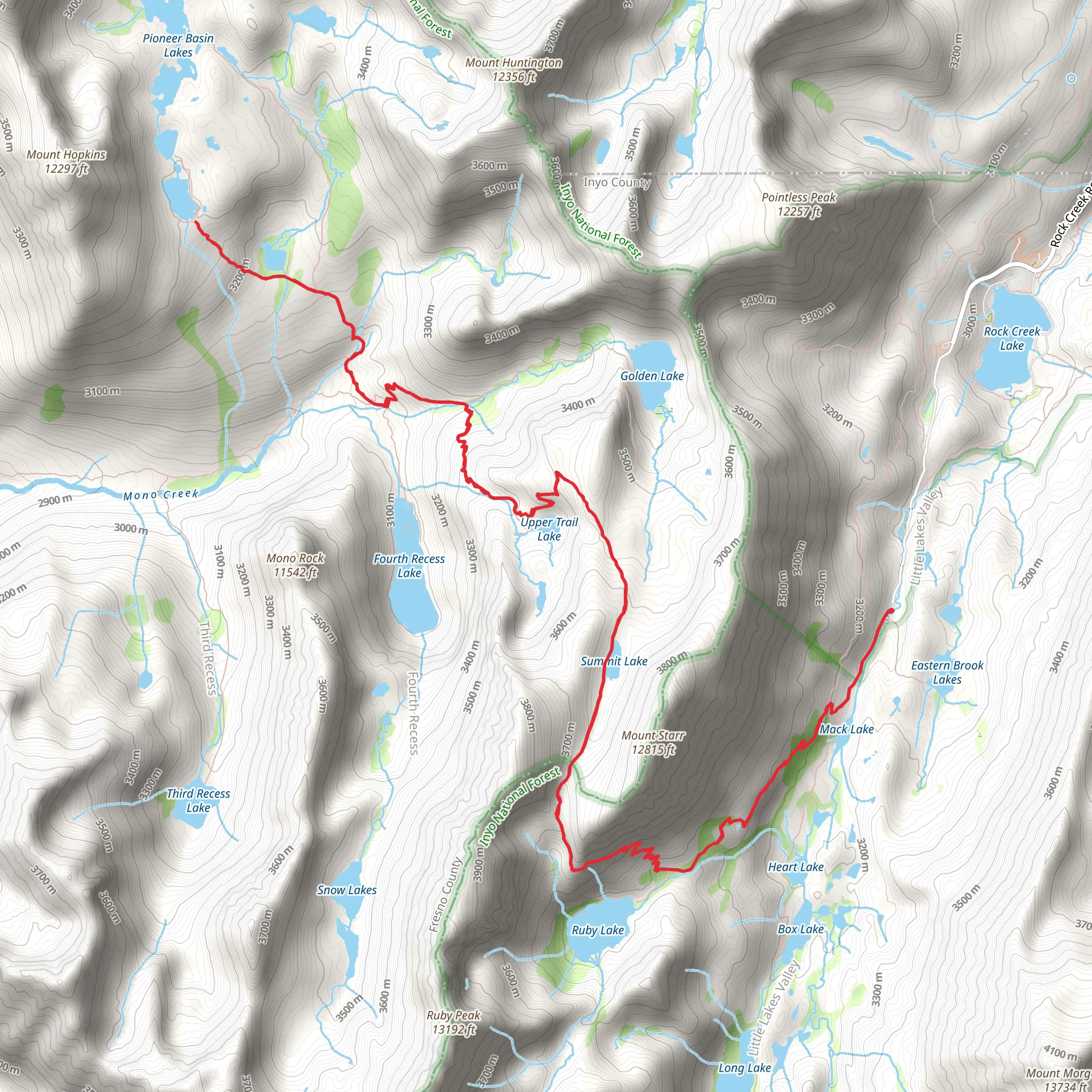 Pioneer Basin Lakes Trail mobile static map