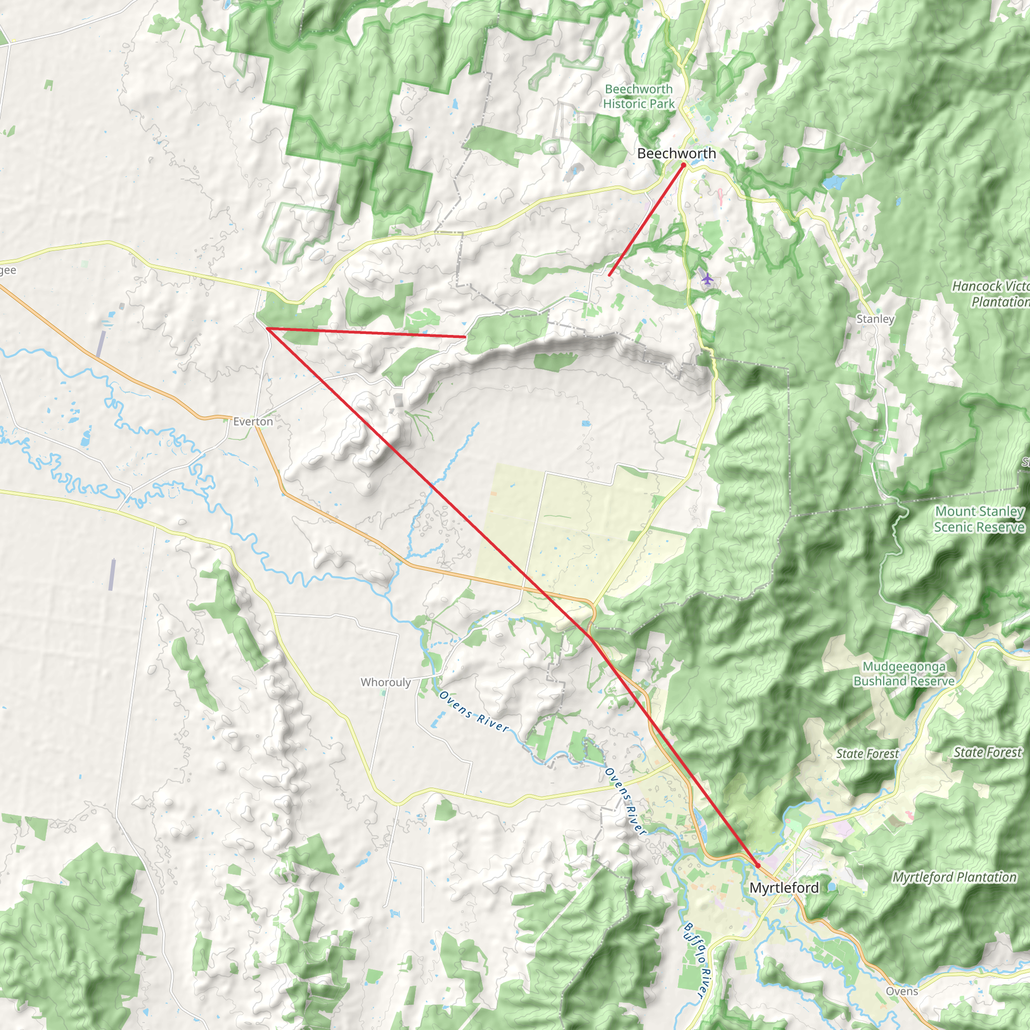 Great Aussie Hike - Beechworth to Myrtleford mobile static map
