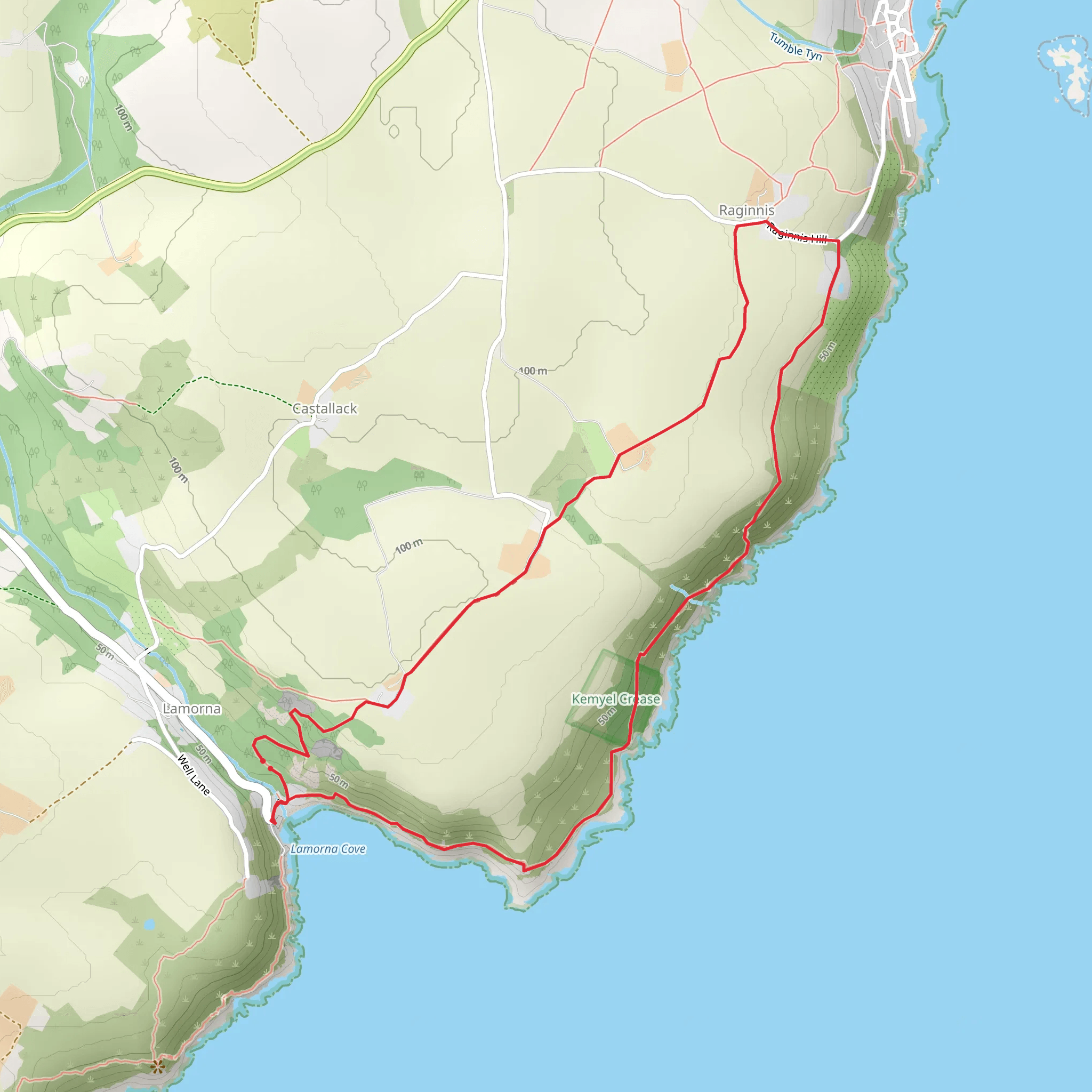 Lamorna and The Kemyel Nature Reserve Walk mobile static map