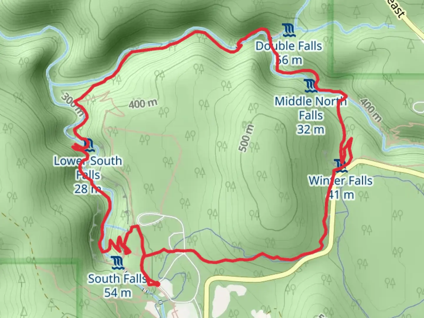 An image depicting the trail Canyon Trail and Trail of Ten Falls Loop and its surrounding area.