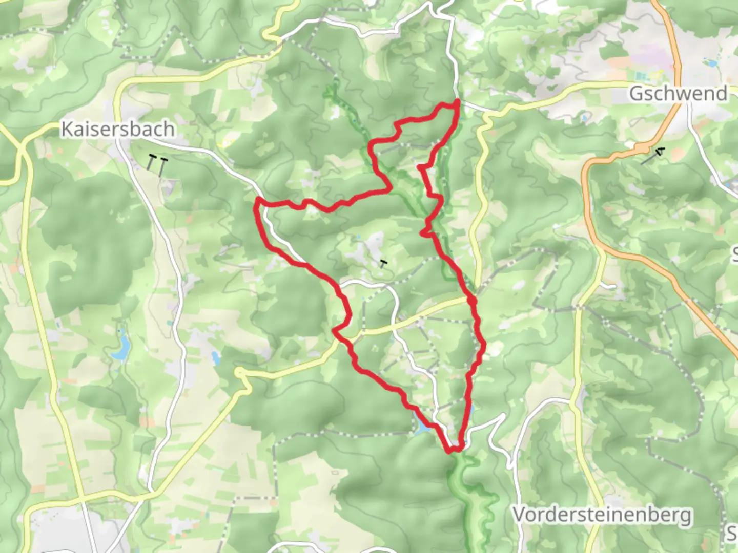 An image depicting the trail Menzels and Hagerwaldsee Loop and its surrounding area.