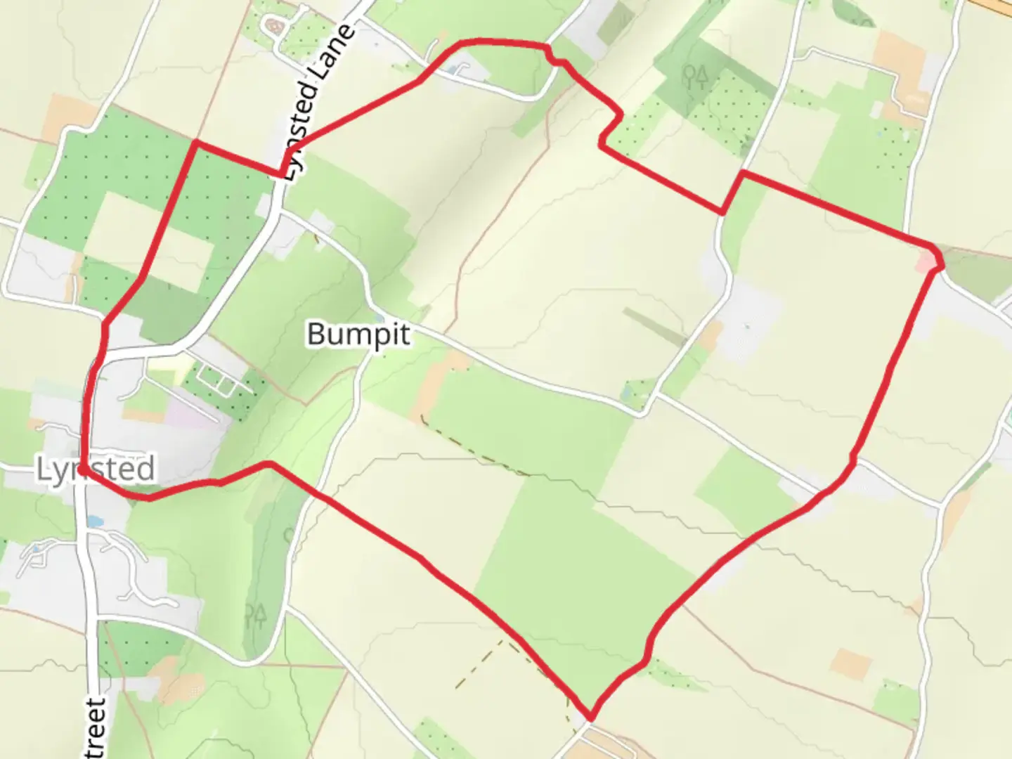 An image depicting the trail Lynsted Loop and its surrounding area.