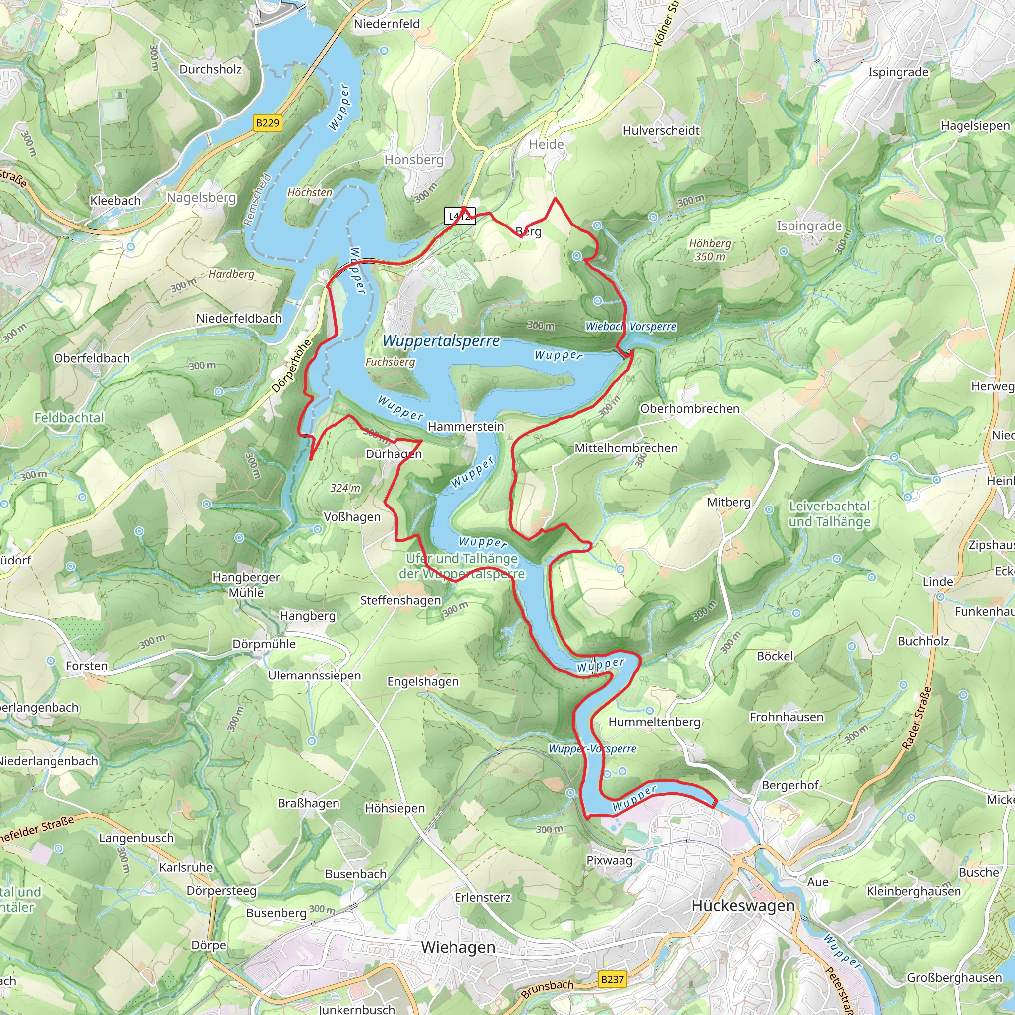 Wuppertalsperre Loop mobile static map
