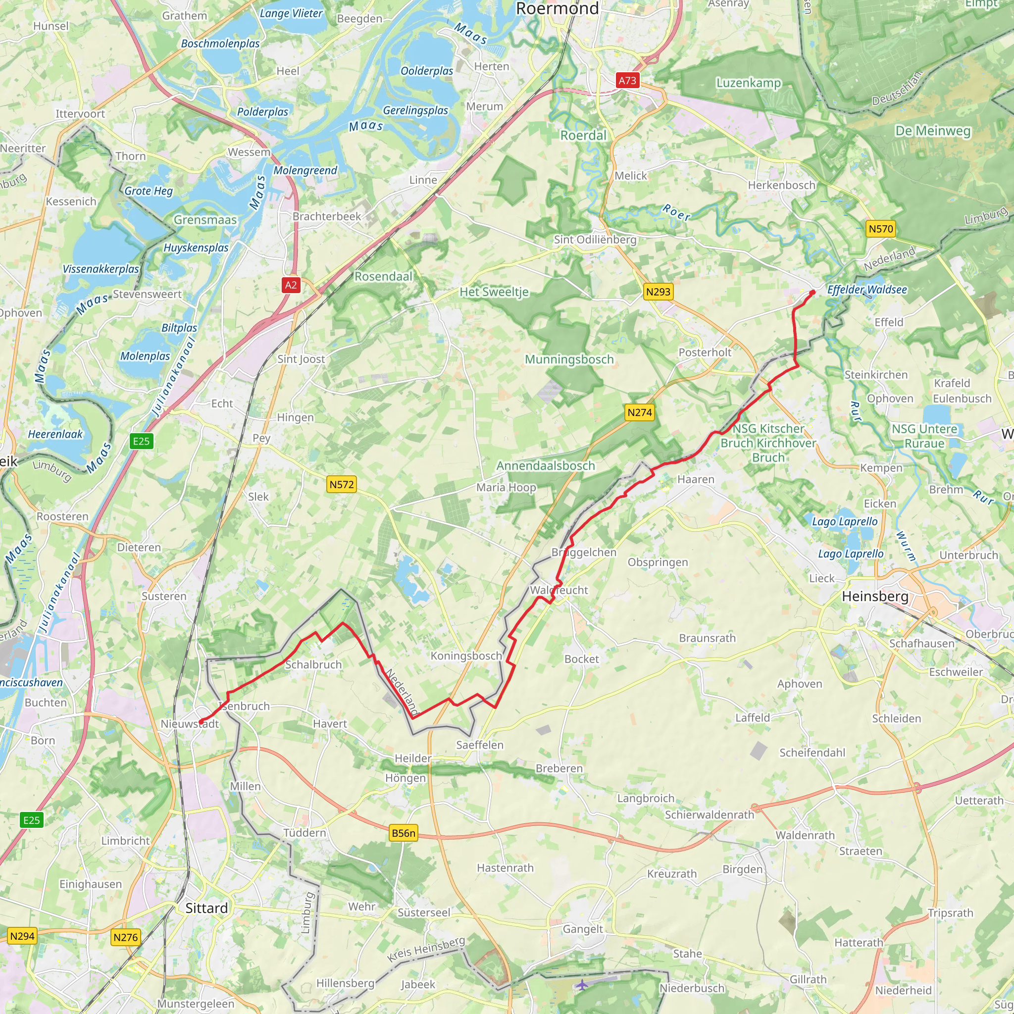 Nieuwstadt to Vlodrop via Heugender Weg mobile static map