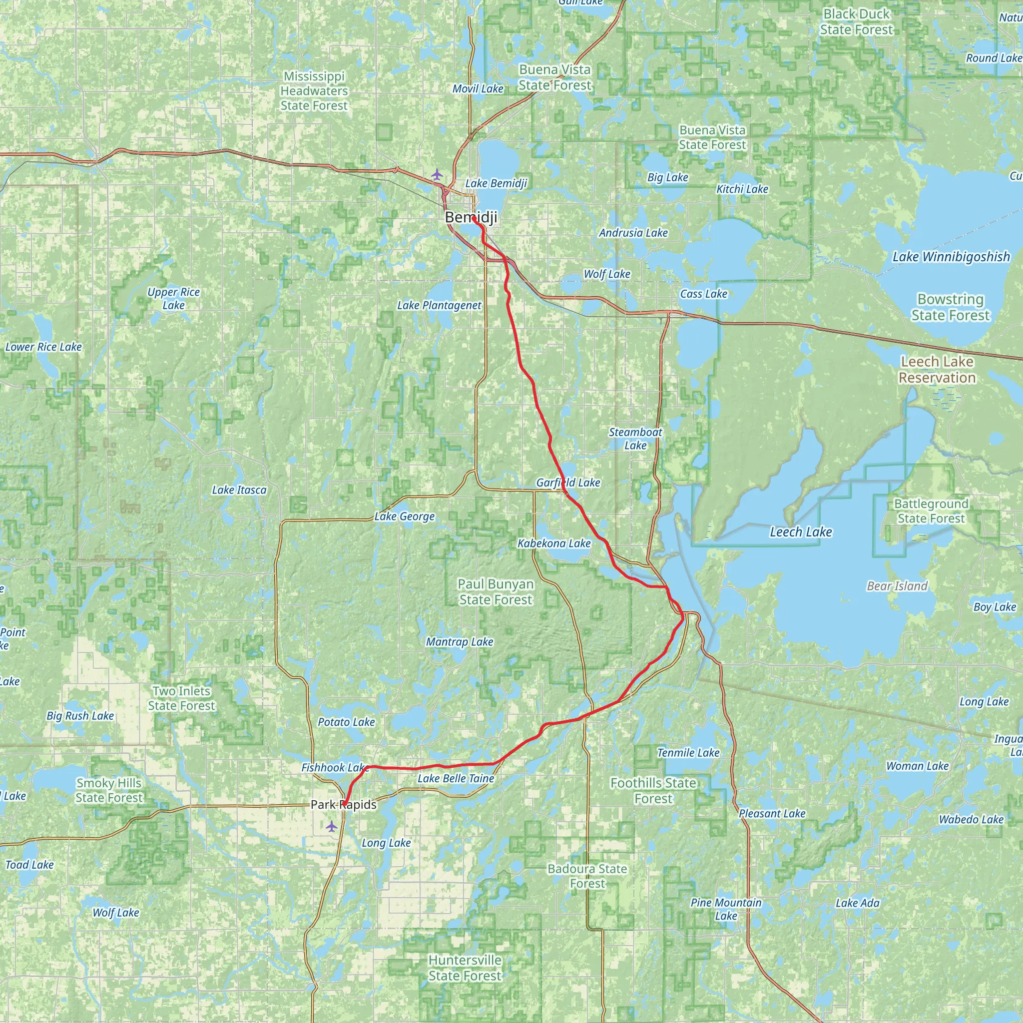 Paul Bunyon Heartland Trail mobile static map