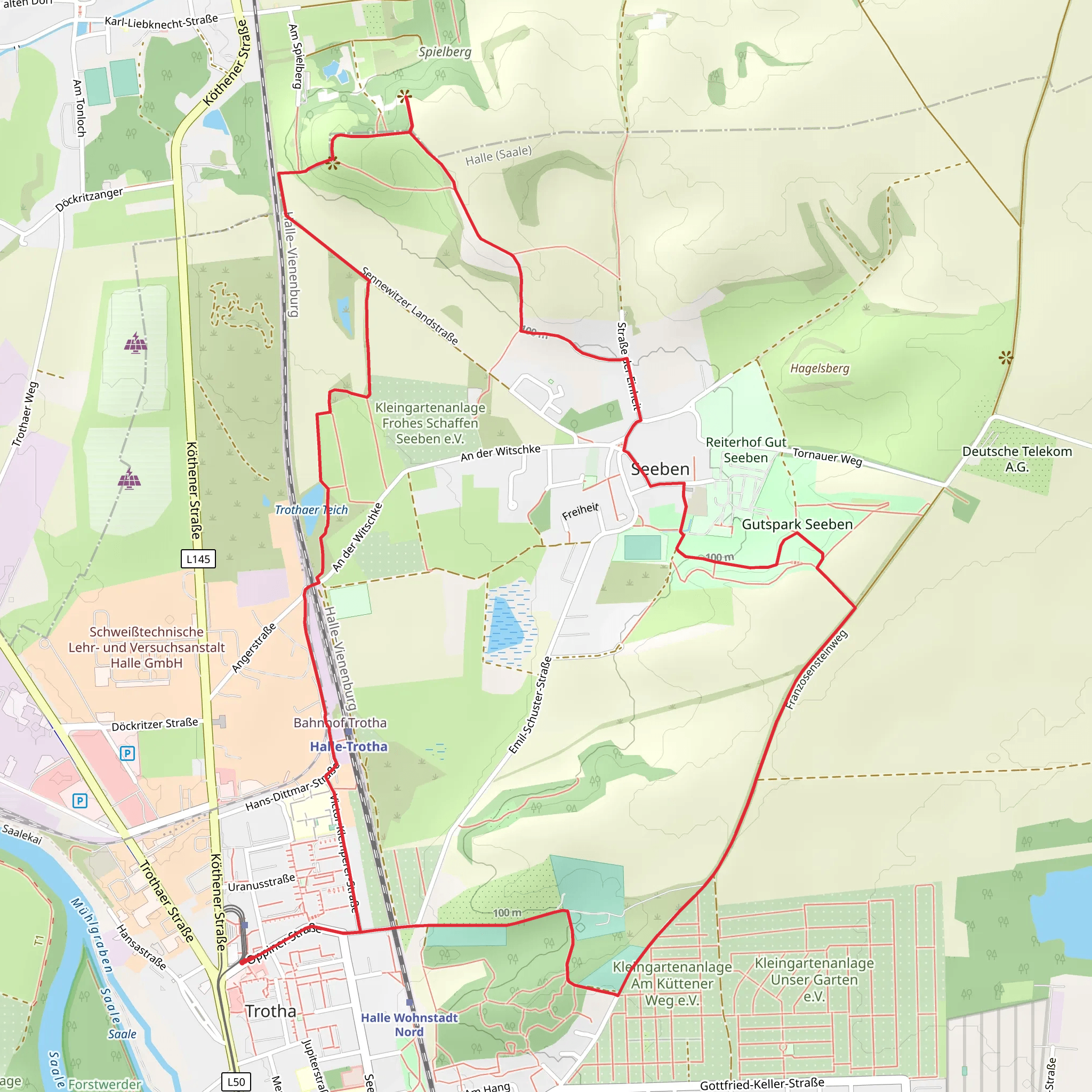 Gutspark Seeben, Trithaer Teich and Spieberg Nordblick via Naturlehrpfad mobile static map