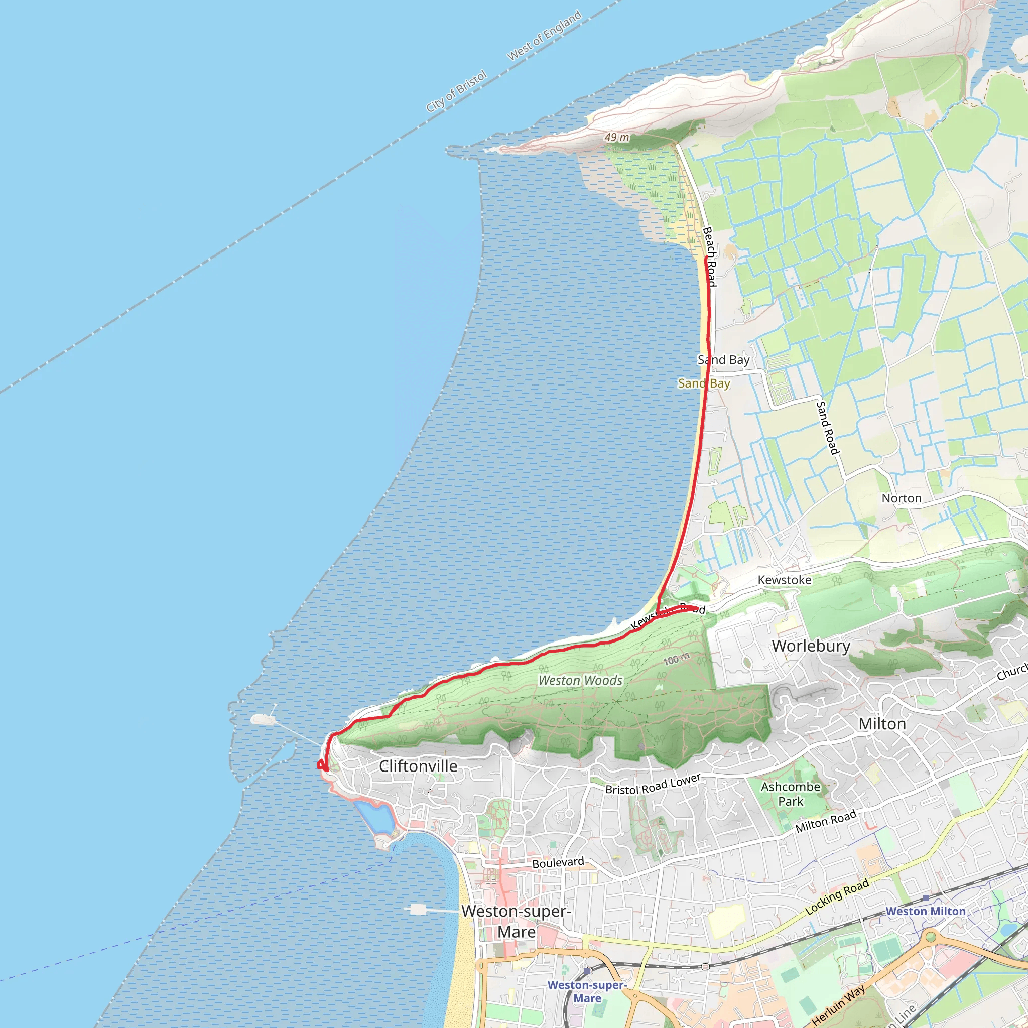 Worlebury and Kewstoke Country Park mobile static map