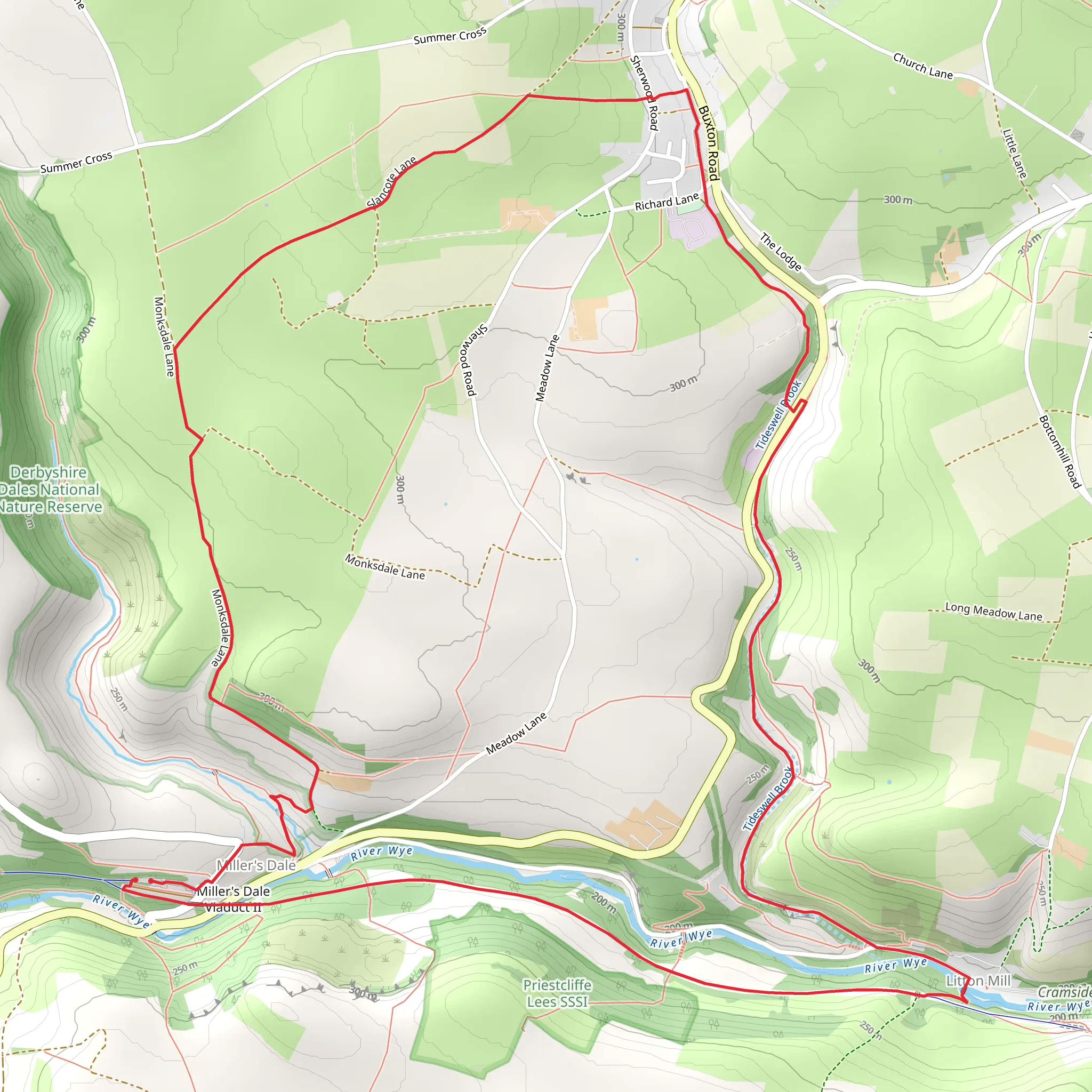 Tideswell Dale Loop via Monsal Trail mobile static map