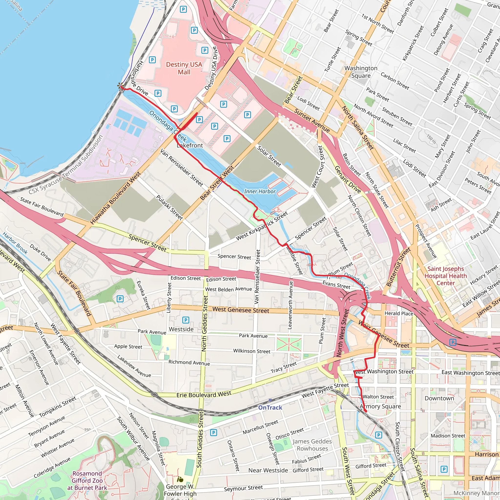 Inner Karbour and Onondaga Creek mobile static map