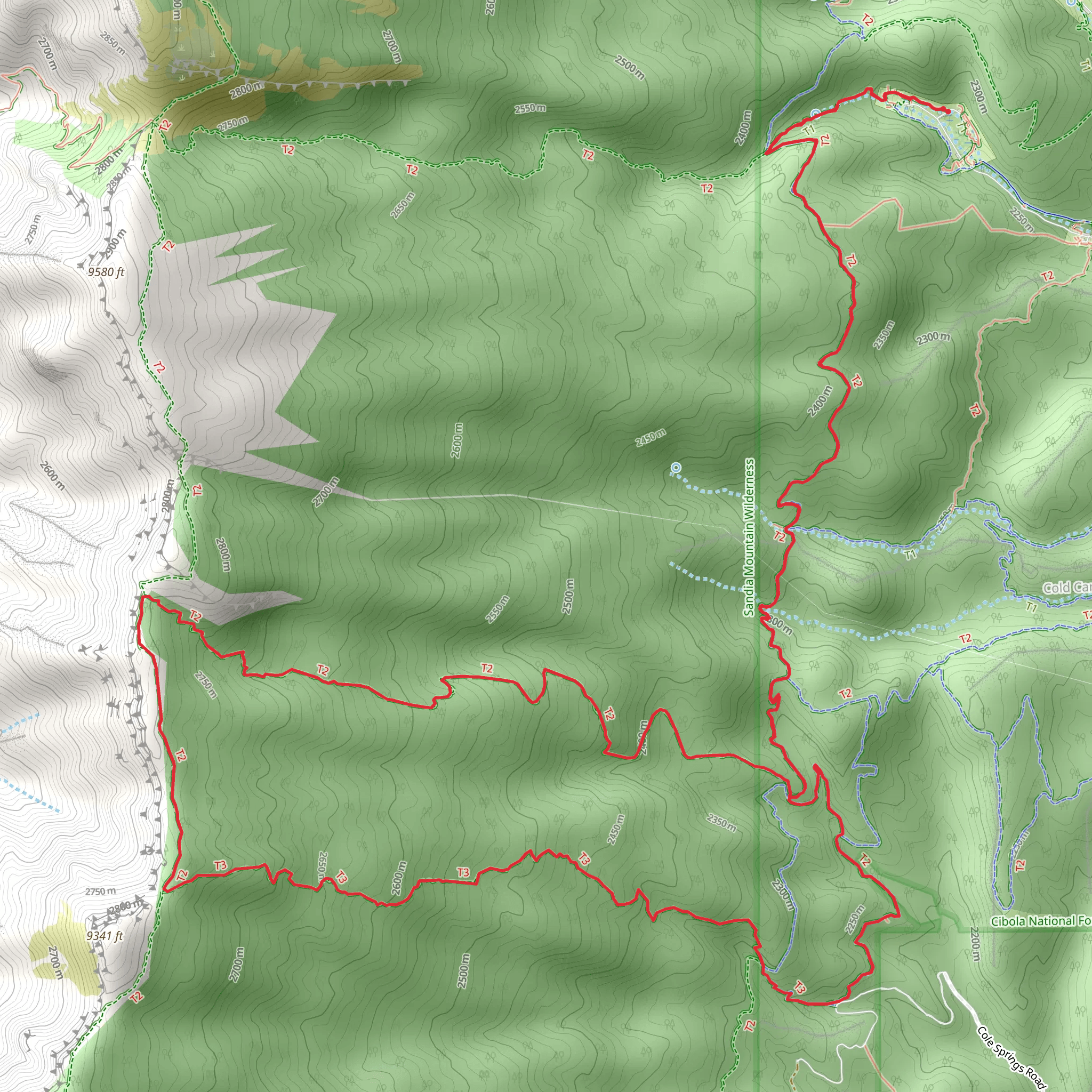 Faulty, Bart's and Canoncito Loop Trail mobile static map