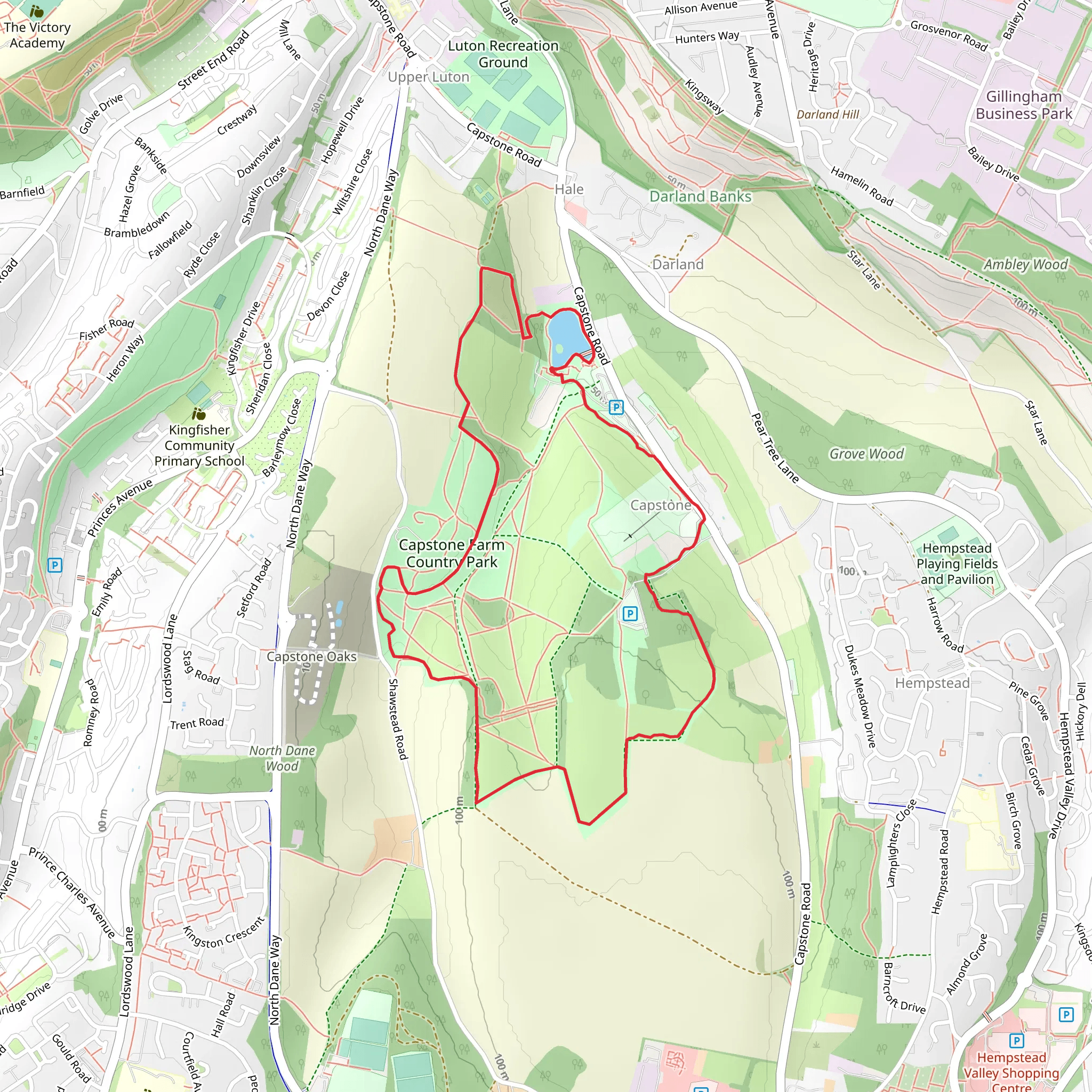 Orchard Wood and Capstone Farm Country Park mobile static map