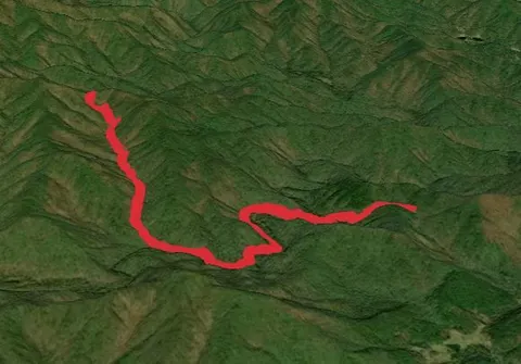 An image depicting the trail Poundingmill Trail via South Mills River Road Trail and its surrounding area.