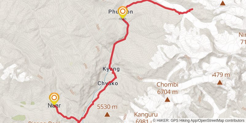 Nar Phu Valley Trek stage 5 Map