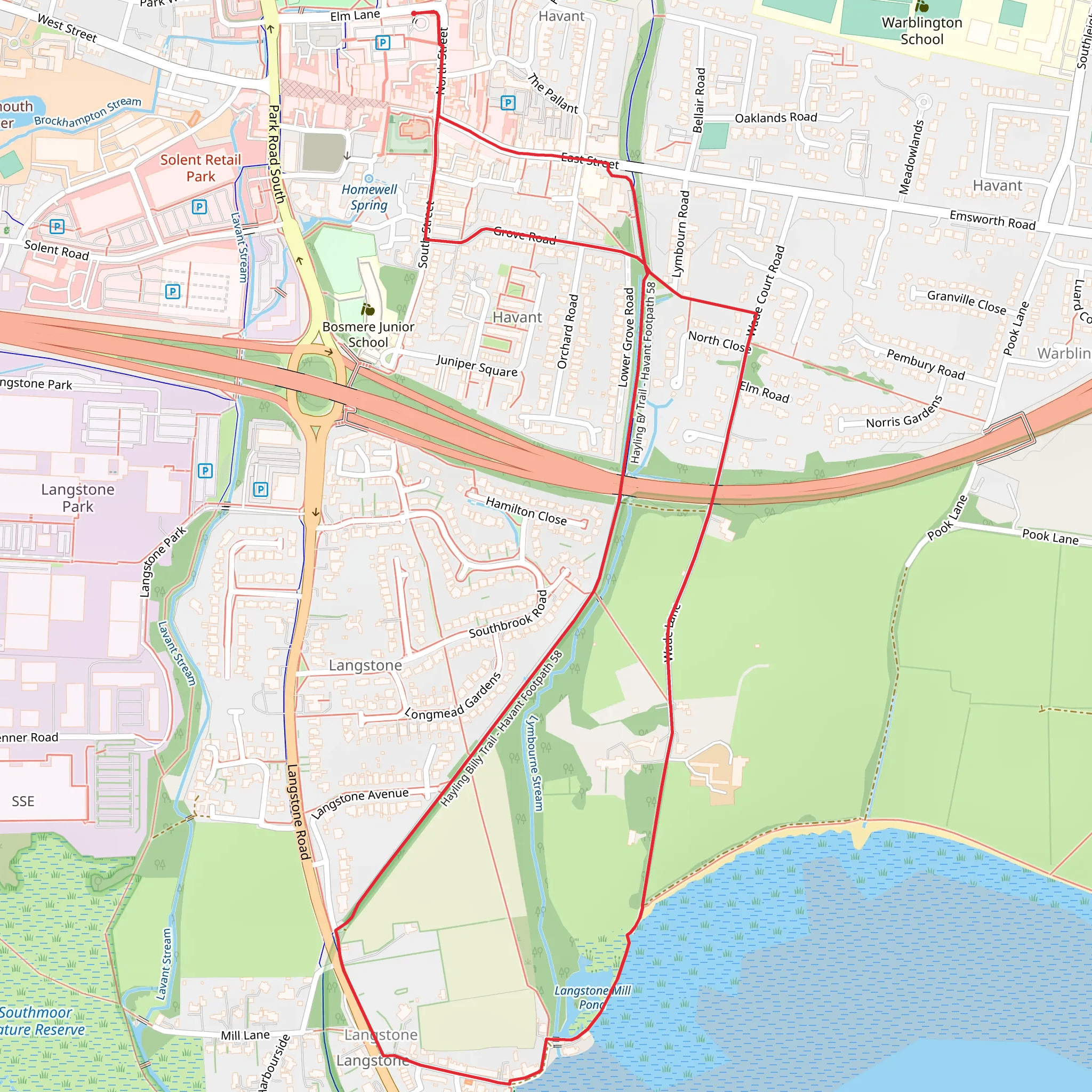 Langstone Mill Pond mobile static map