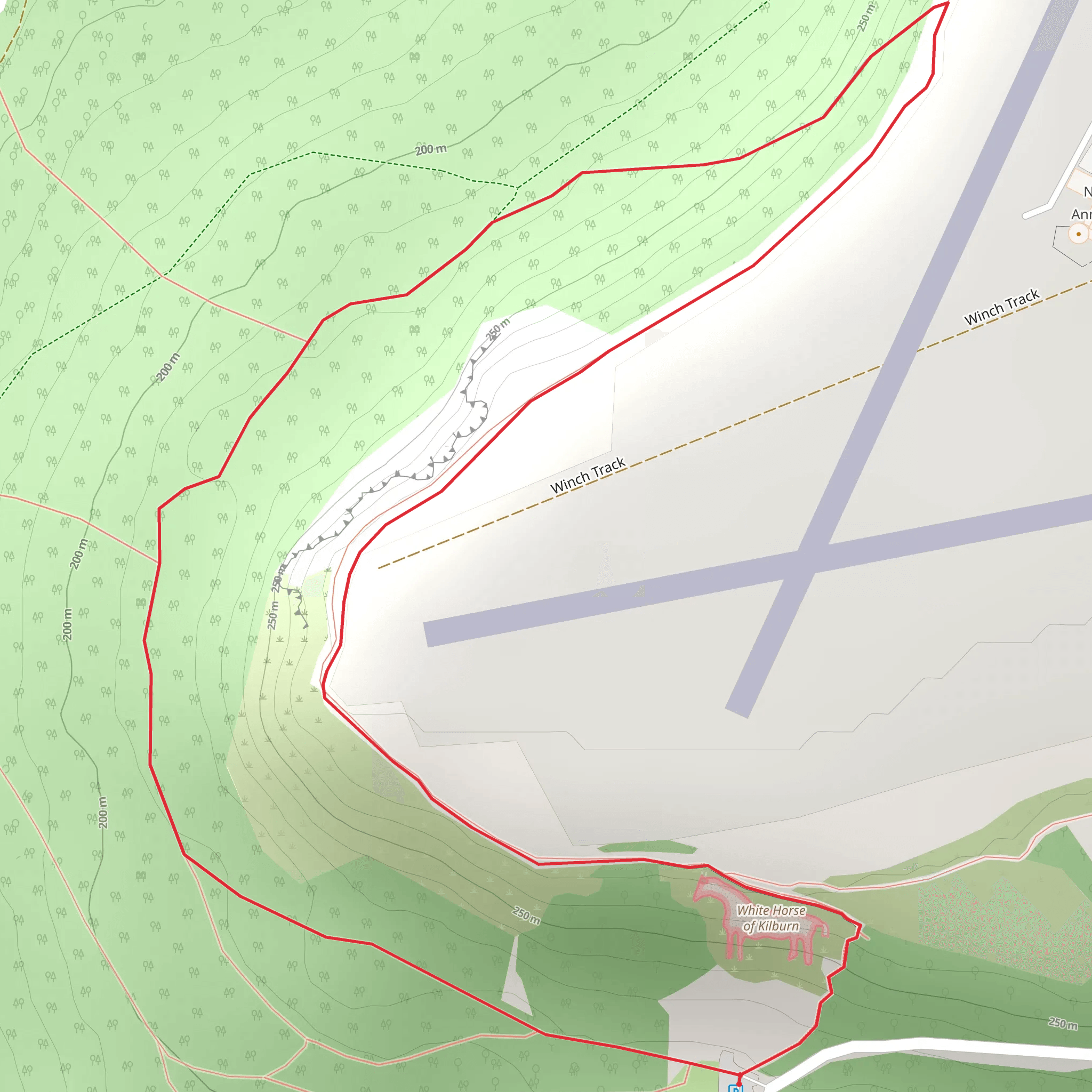 Kilburn White Horse Short Loop mobile static map