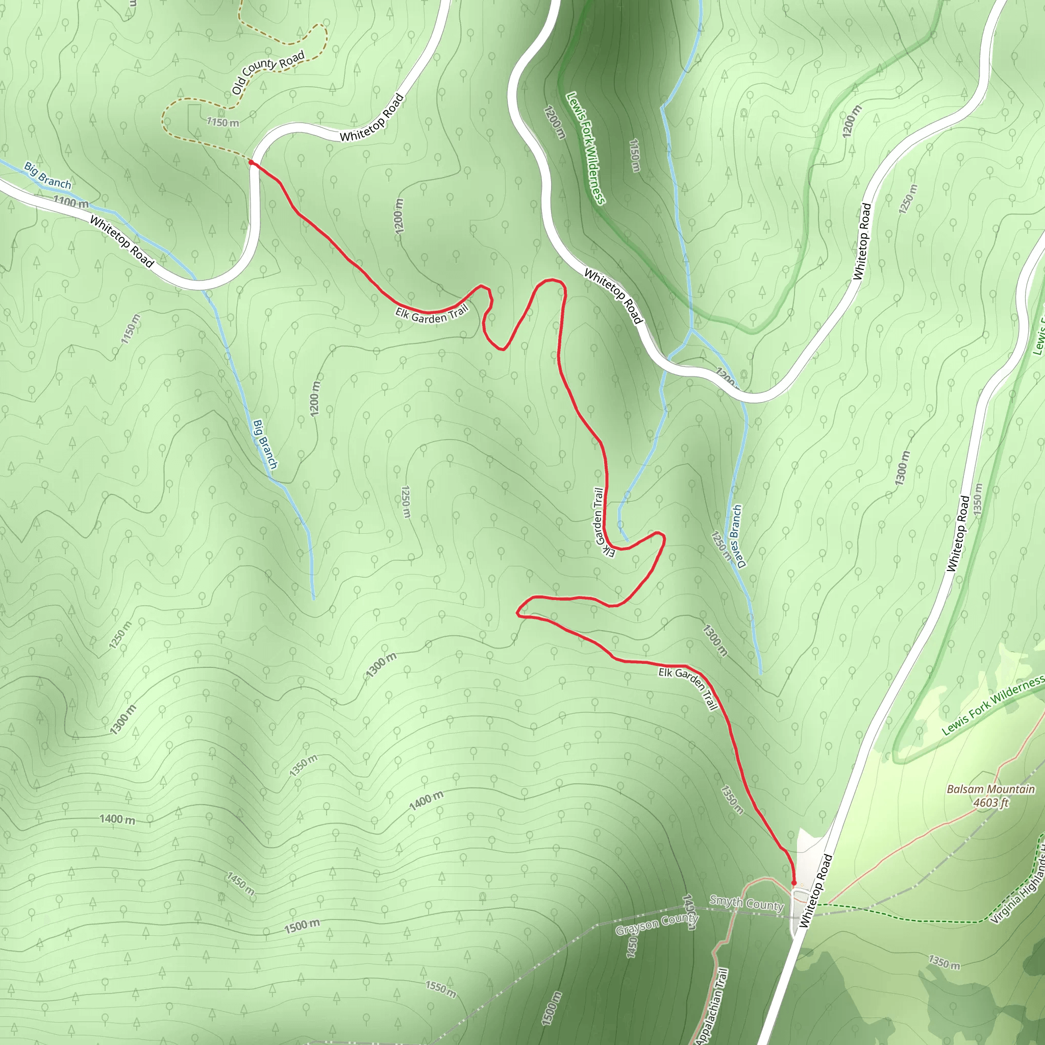 Elk Garden Trail mobile static map
