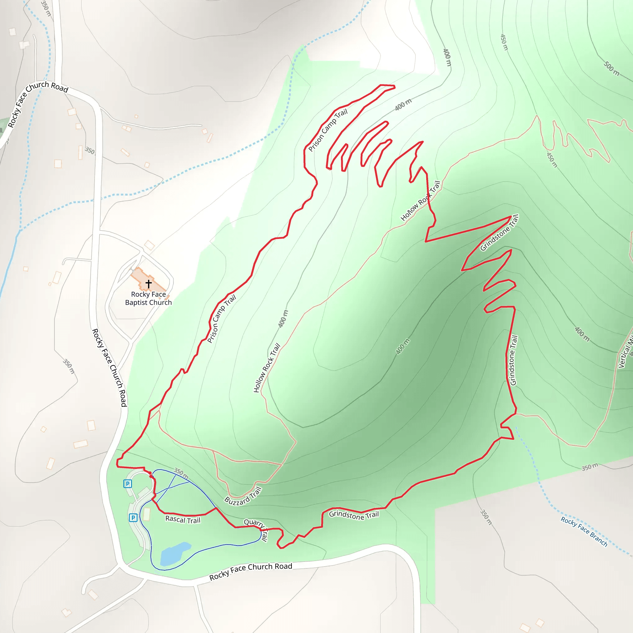 Grindstone, Prison Camp and Quarry Loop Trail mobile static map