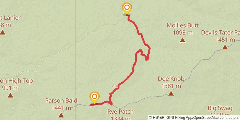 Gregory Ridge Trail to Gregory Bald stage 2 Map
