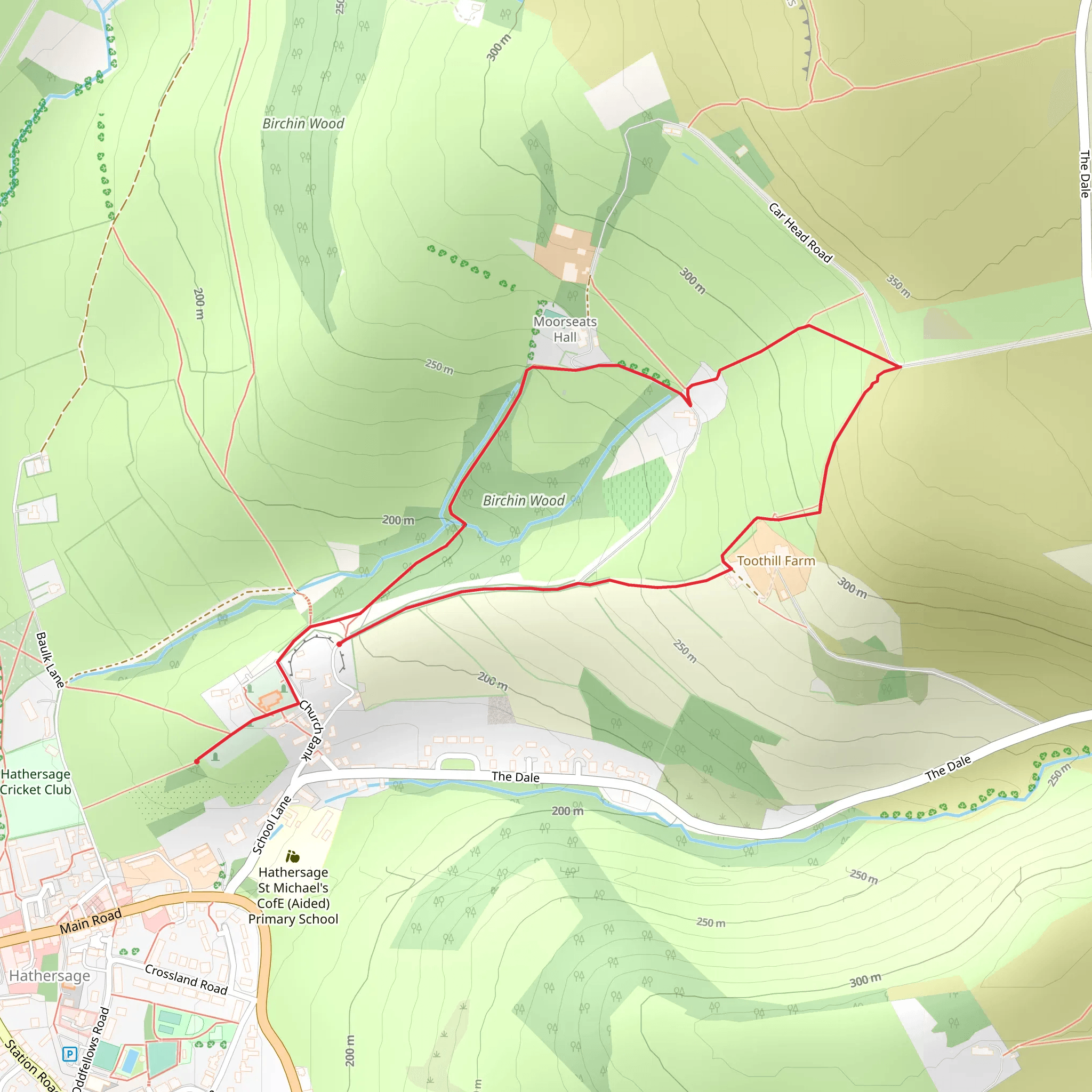Hike from Hathersage mobile static map