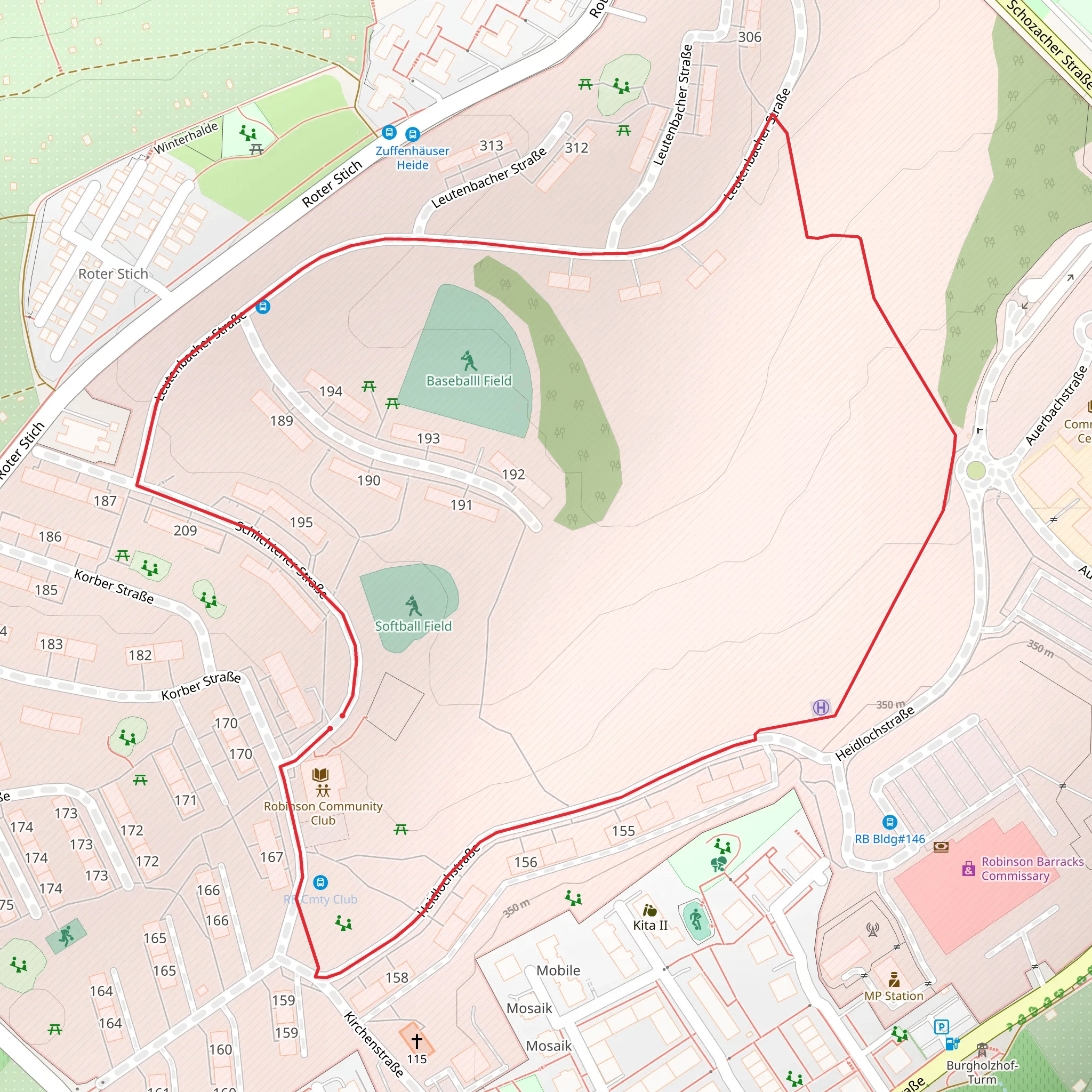 Robinson Barracks Loop mobile static map