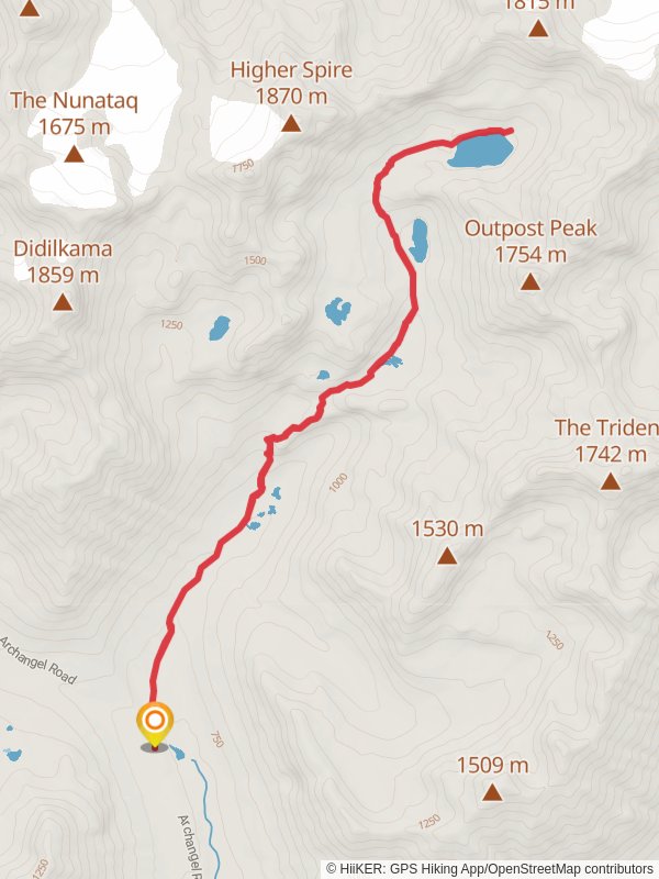 Map of Lower and Upper Reed Lakes Trail, MatanuskaSusitna
