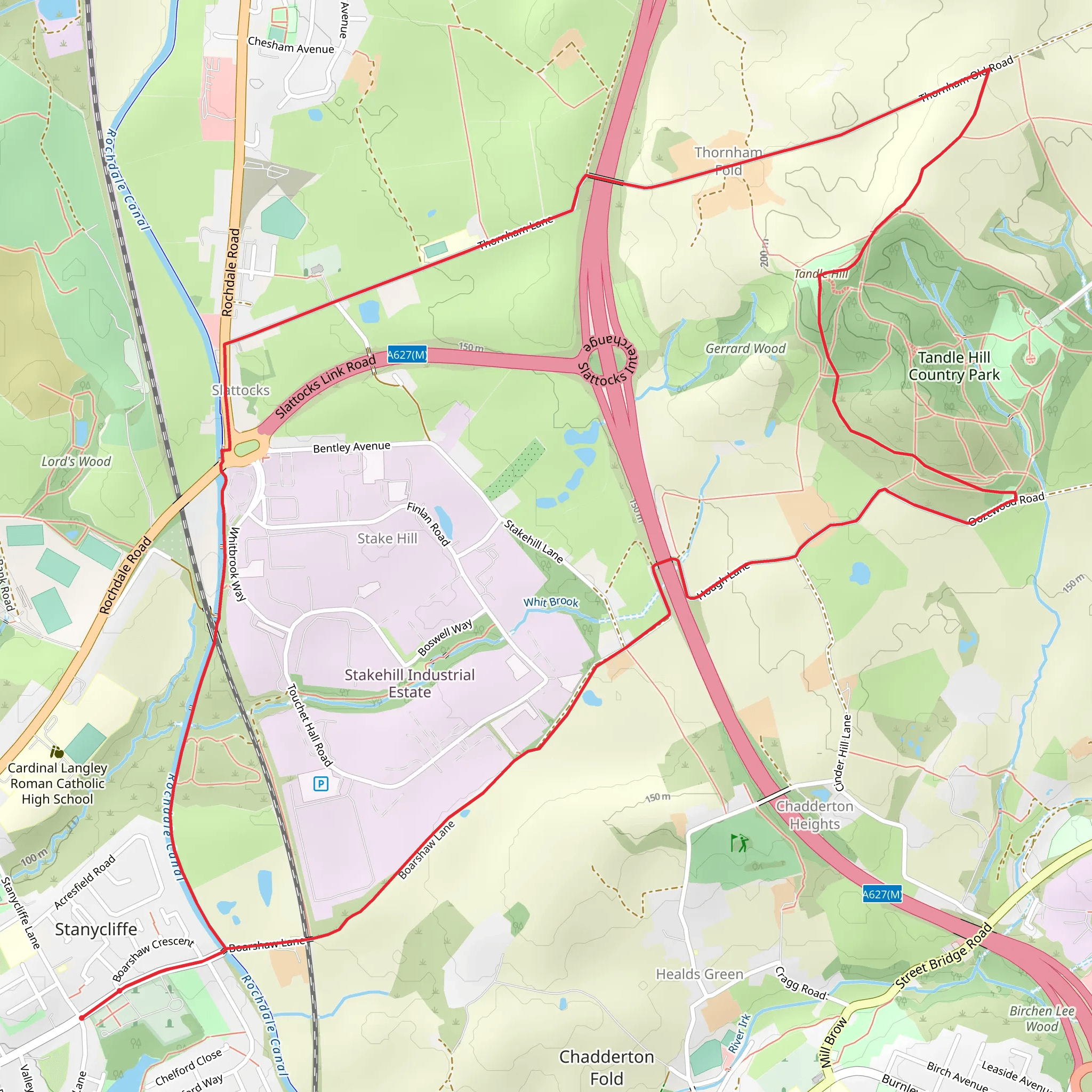 Tandle Hill Country Park Circular mobile static map