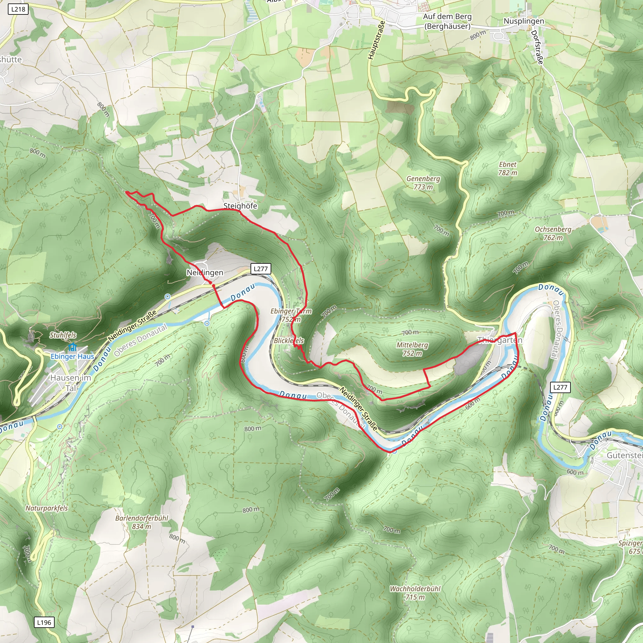 Ebinger and Donau via Schwaebische Alb Suedrand Weg mobile static map