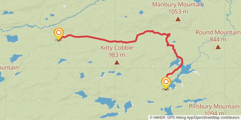 West Canada Lakes Wilderness Loop stage 2 Map
