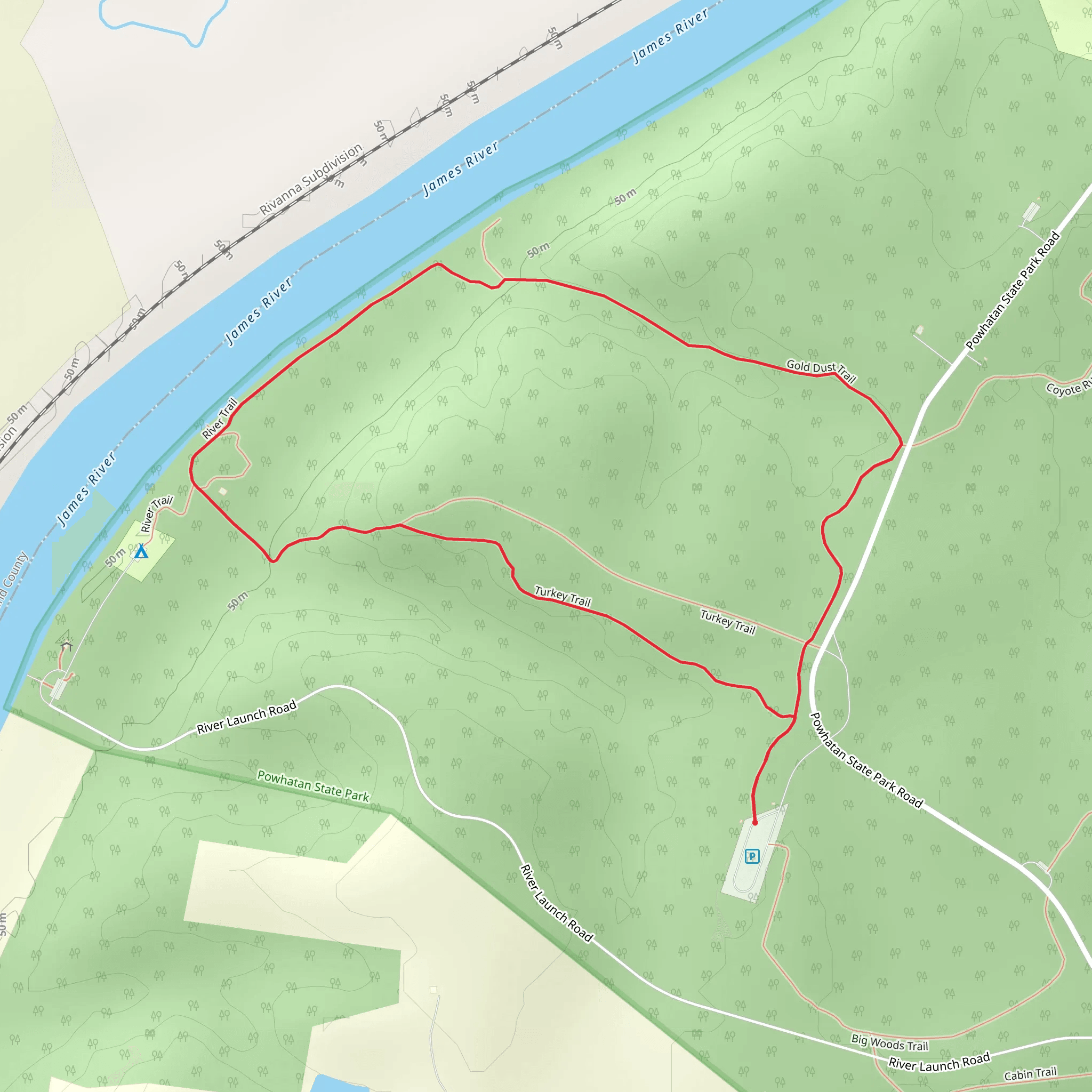 Gold Dust and Turkey Loop Trail mobile static map