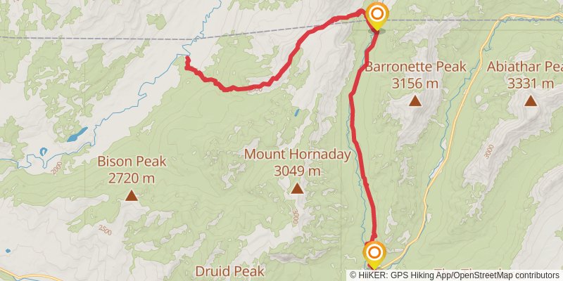 Pebble Creek Trail to Bliss Pass stage 3 Map