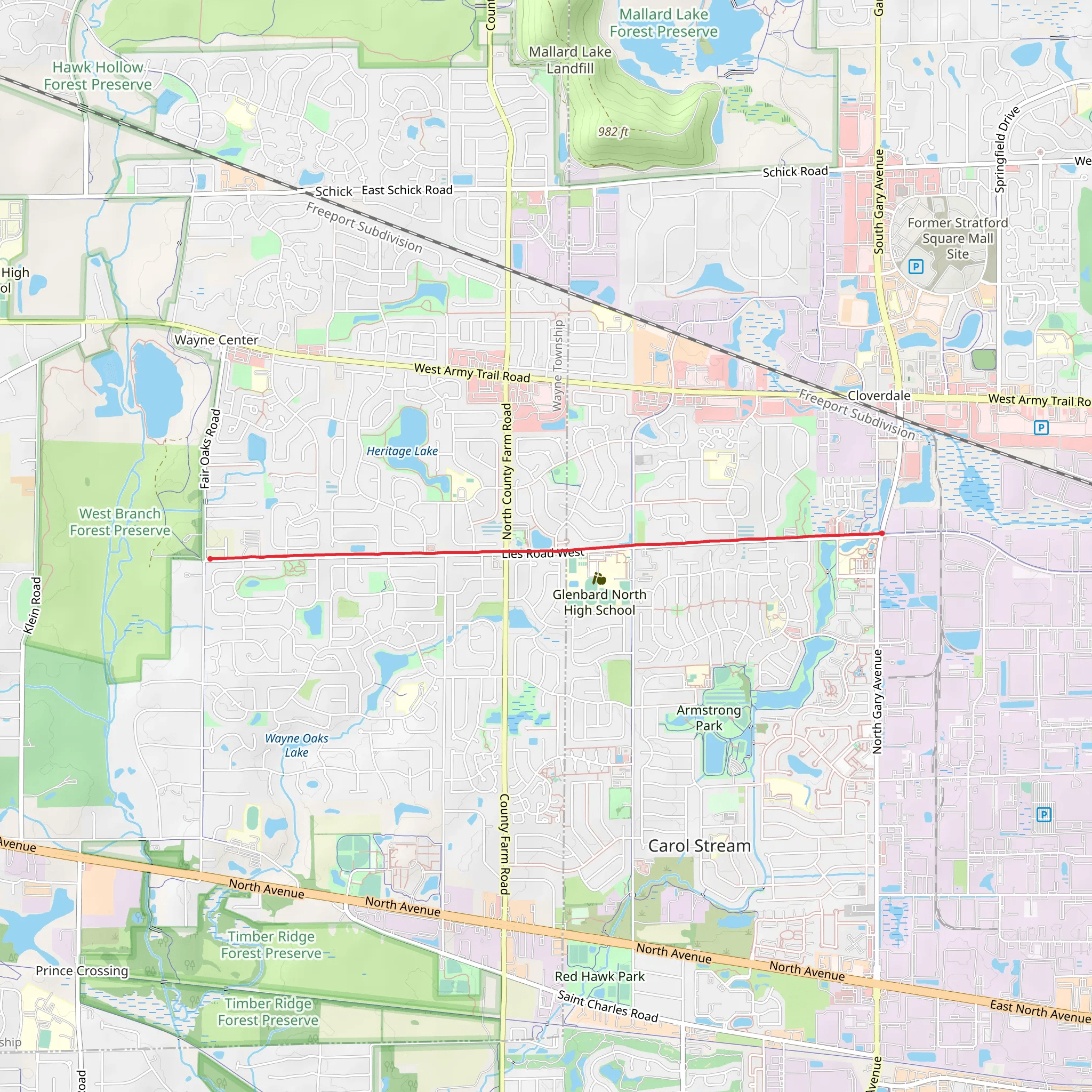 Lies Road Path - Veterans Park mobile static map