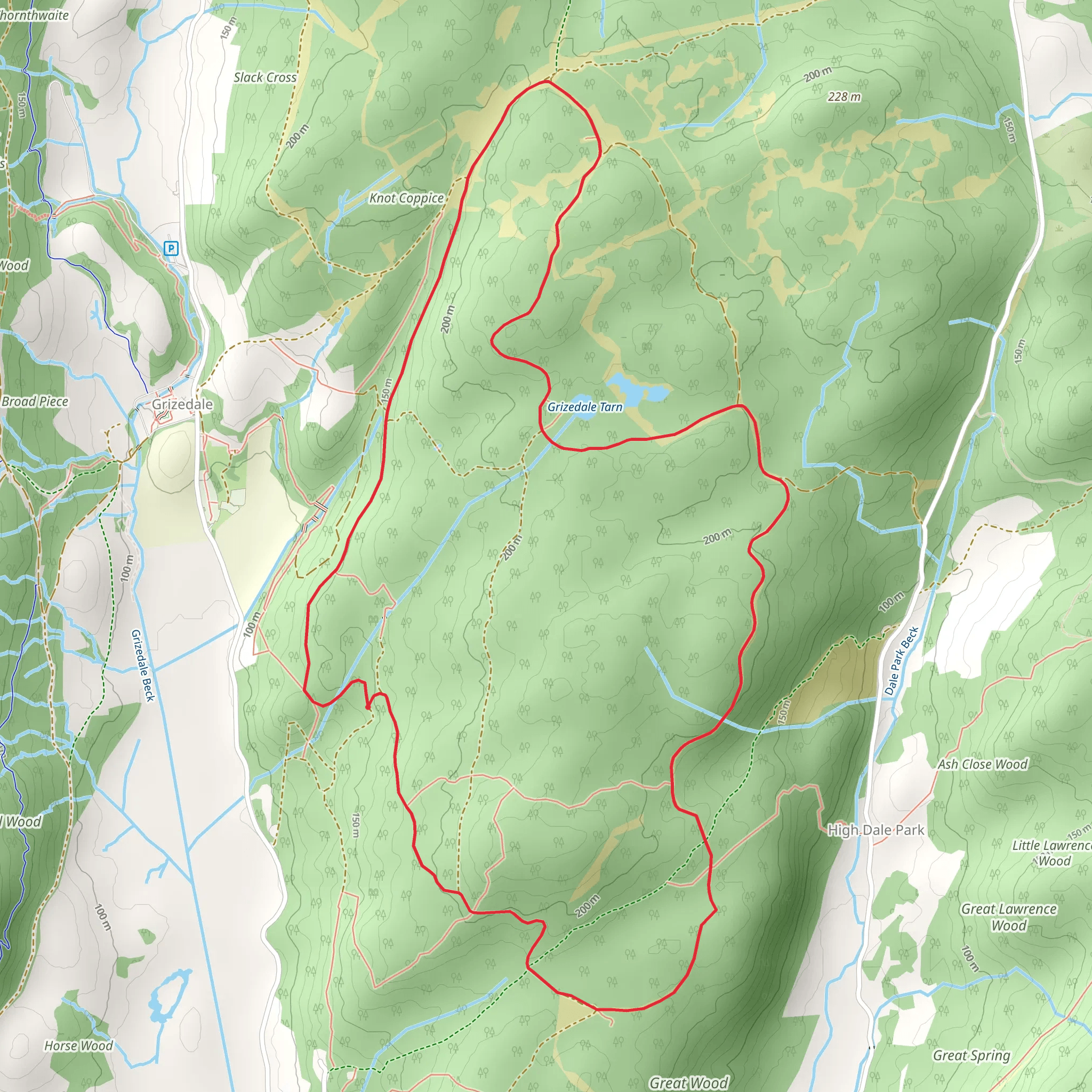 Silurian Way and Grizedale Tarn Loop Trail - Satterthwaite mobile static map
