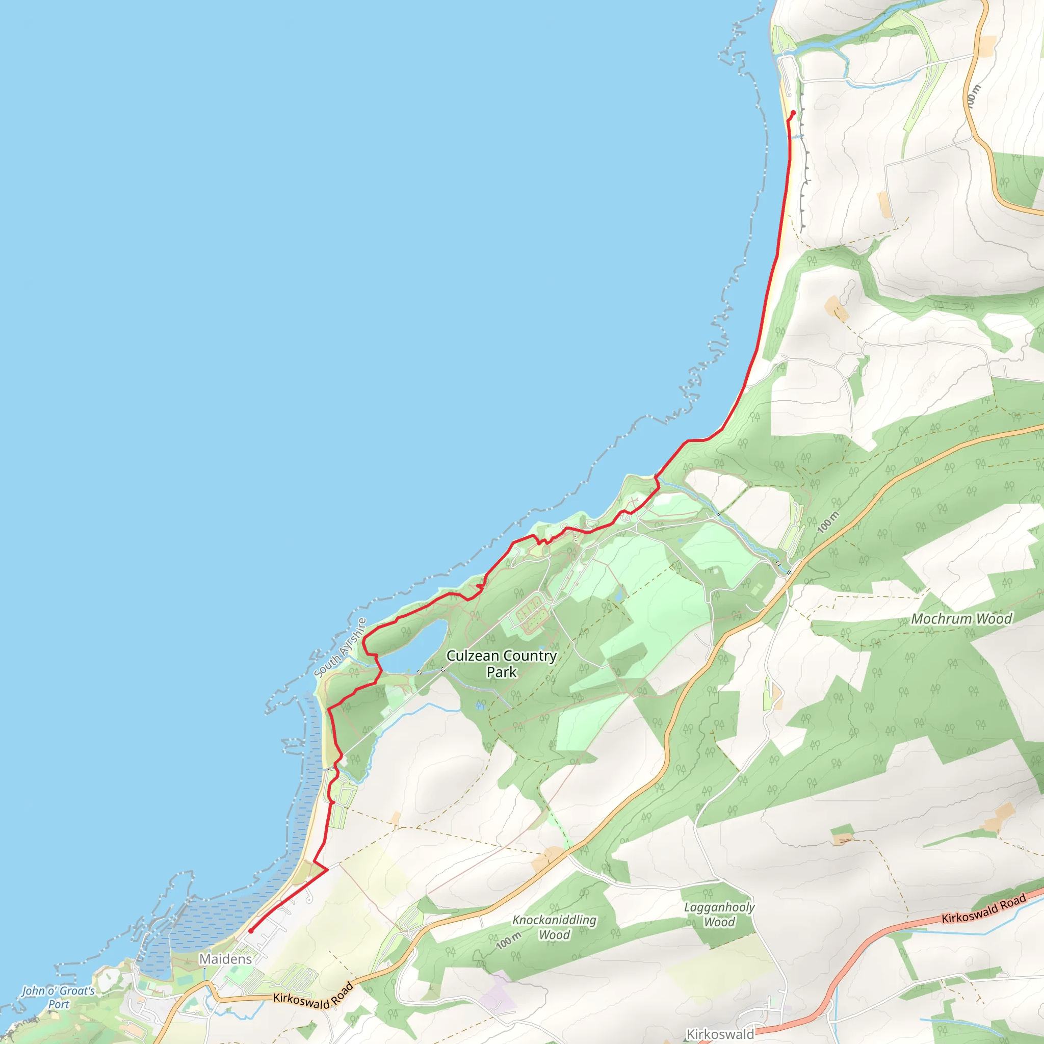 Culzean Bay to Maidenhead Bay via Ayrshire Coastal Path mobile static map