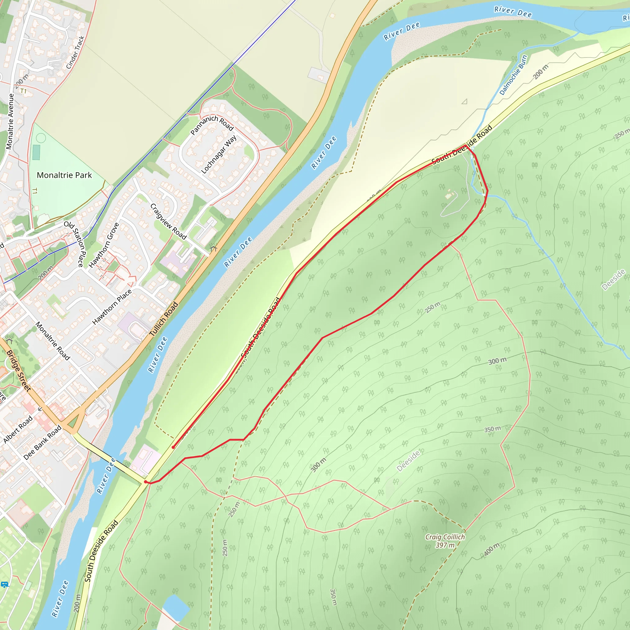 Pannanich Woods Circular Walk mobile static map