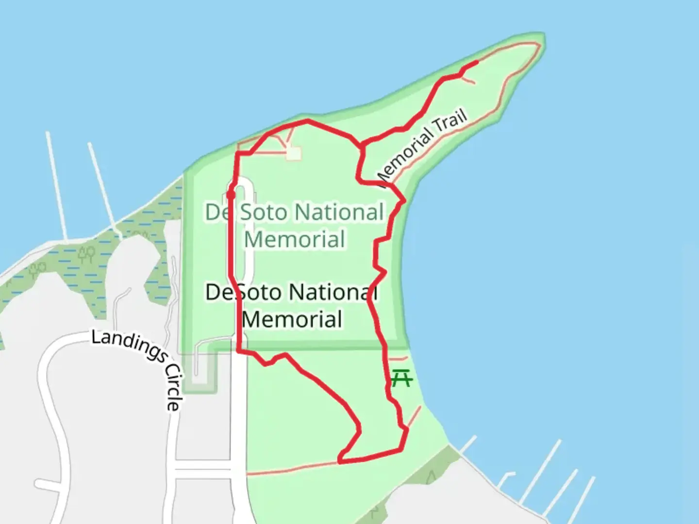 An image depicting the trail Desoto Memorial Highway Loop and its surrounding area.