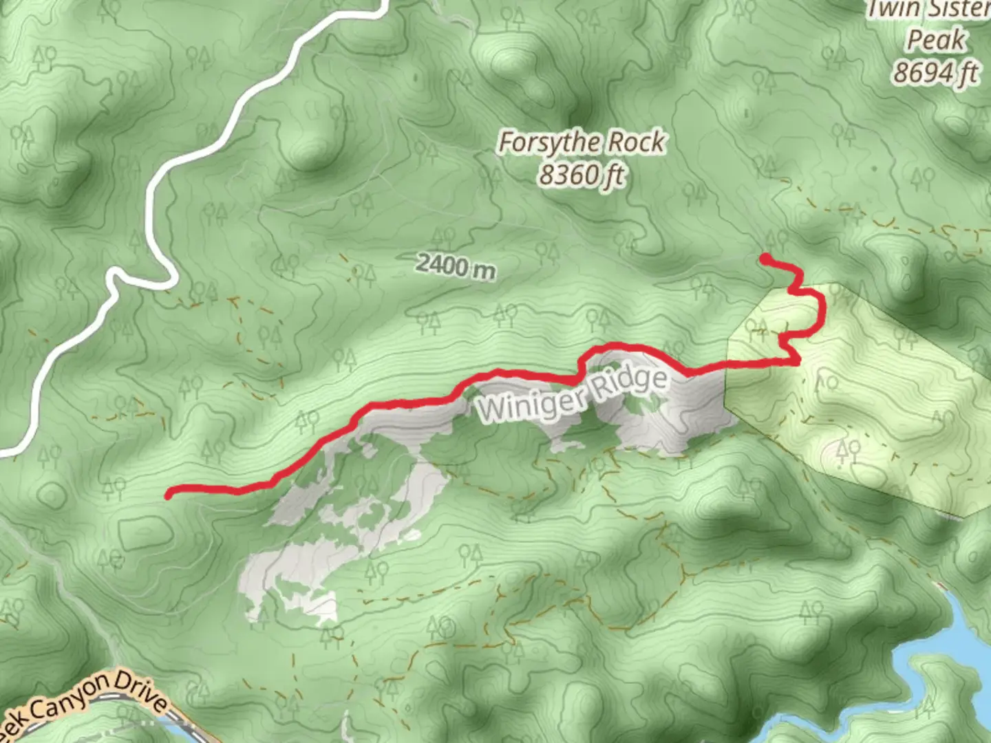 An image depicting the trail Winiger Ridge Trail and its surrounding area.