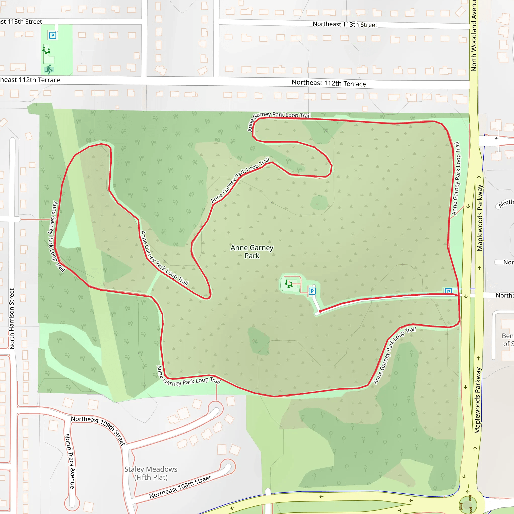 Anne Garney Park Loop Trail mobile static map