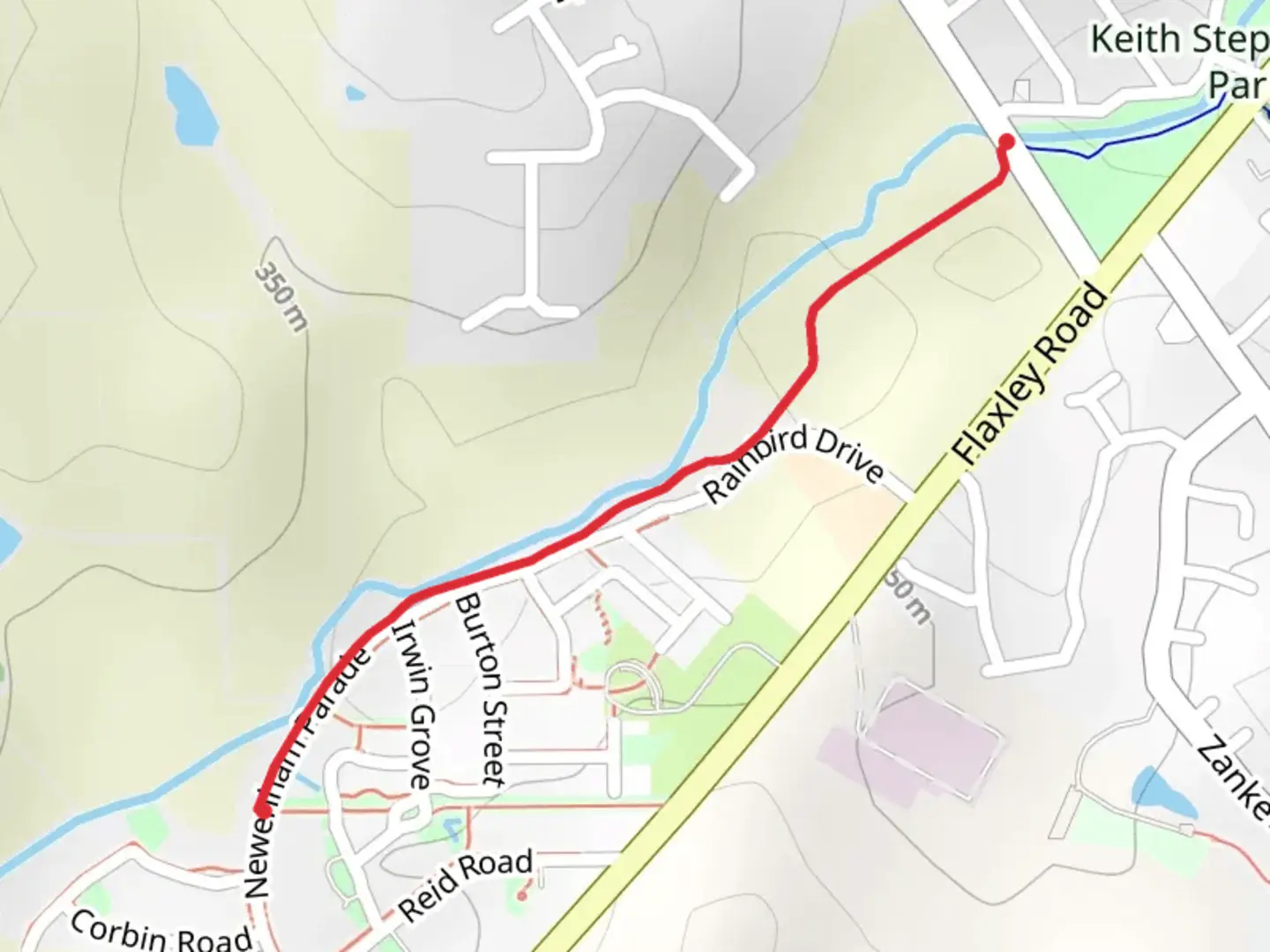 An image depicting the trail Newenham Linear Park Walk and its surrounding area.
