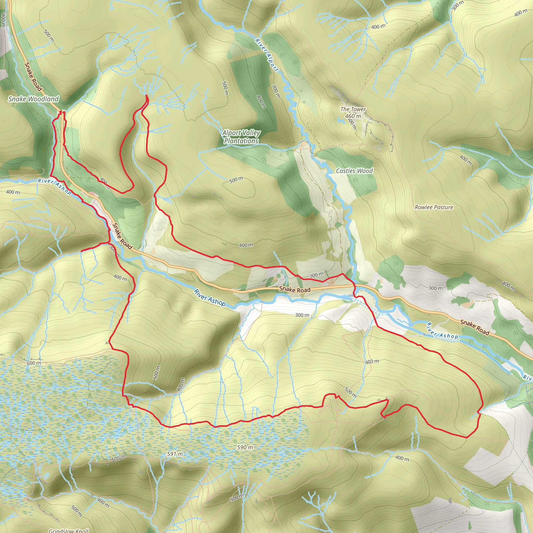 Oyster Clough and Blackden Edge from Birchen Clough mobile static map