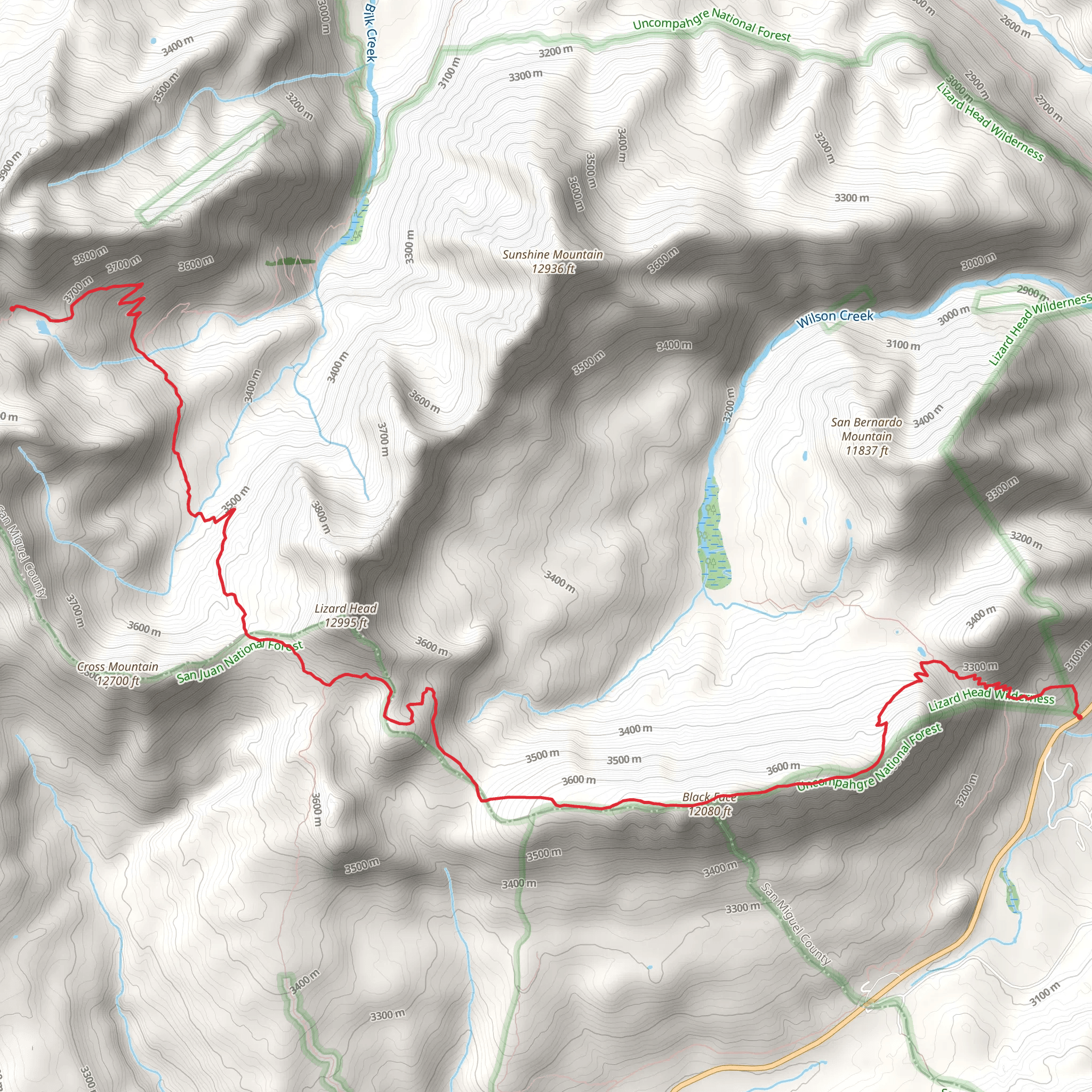 Rock of Ages Connection and Black Face from Trout Lake mobile static map