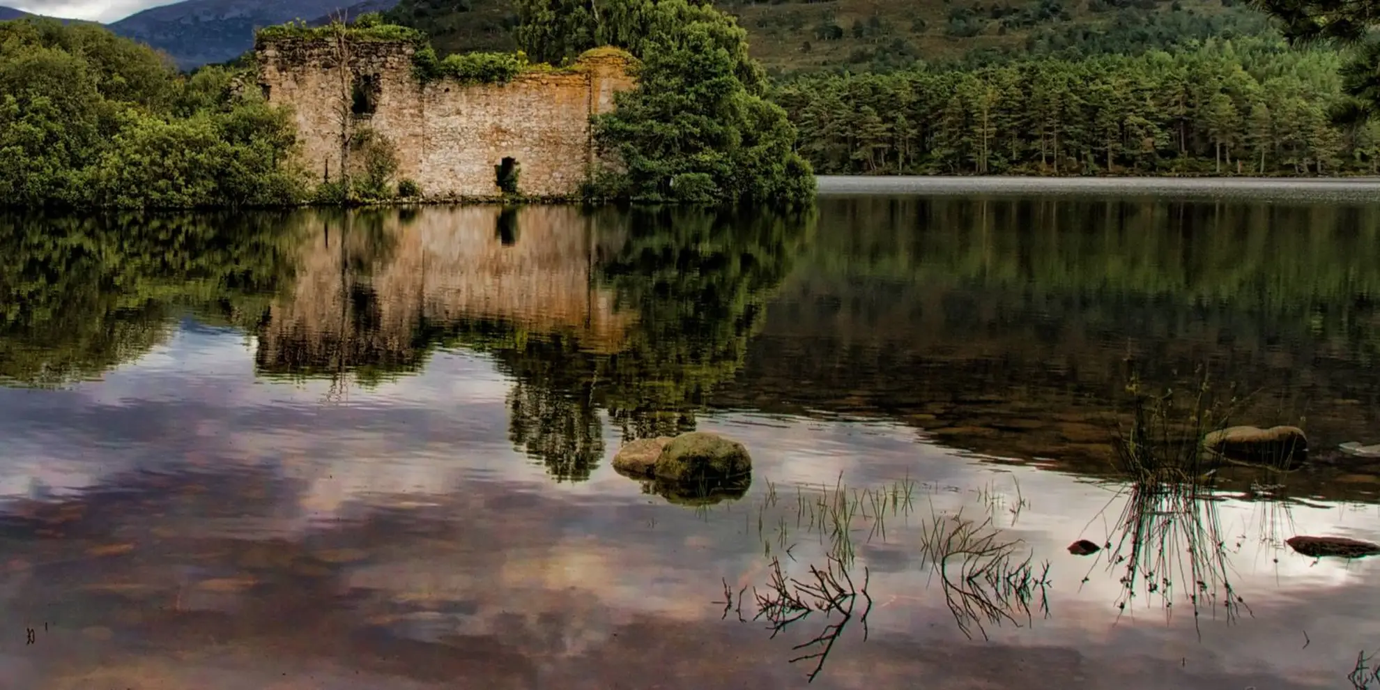An image depicting the trail Loch an Eilein Loop and its surrounding area.